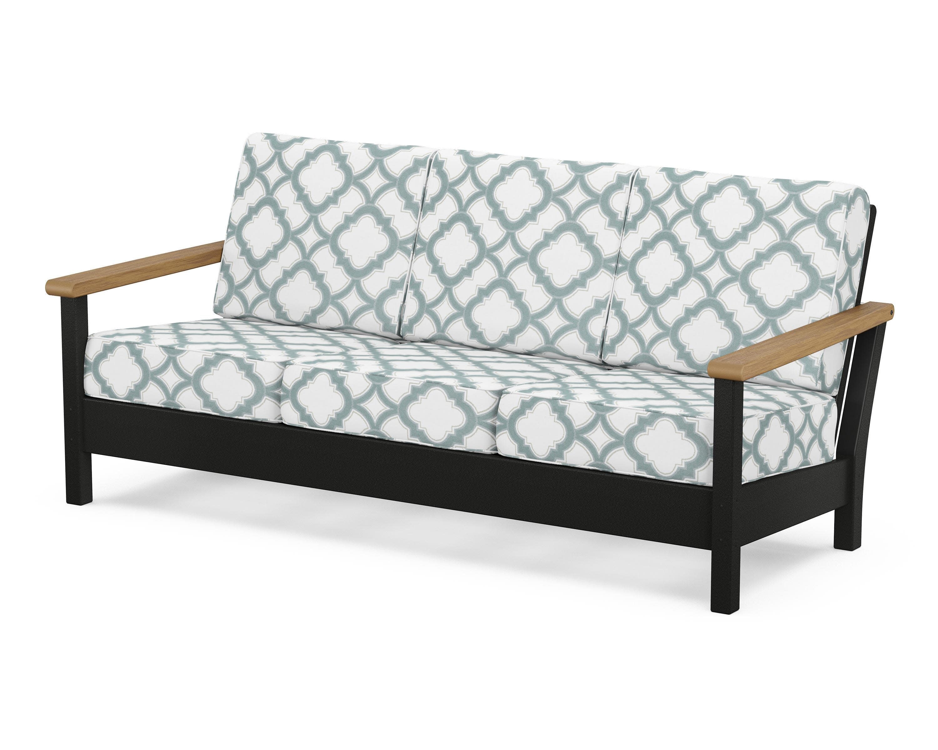Harbour Deep Seating Sofa in Black / Natural / Trellis Glacier Spa