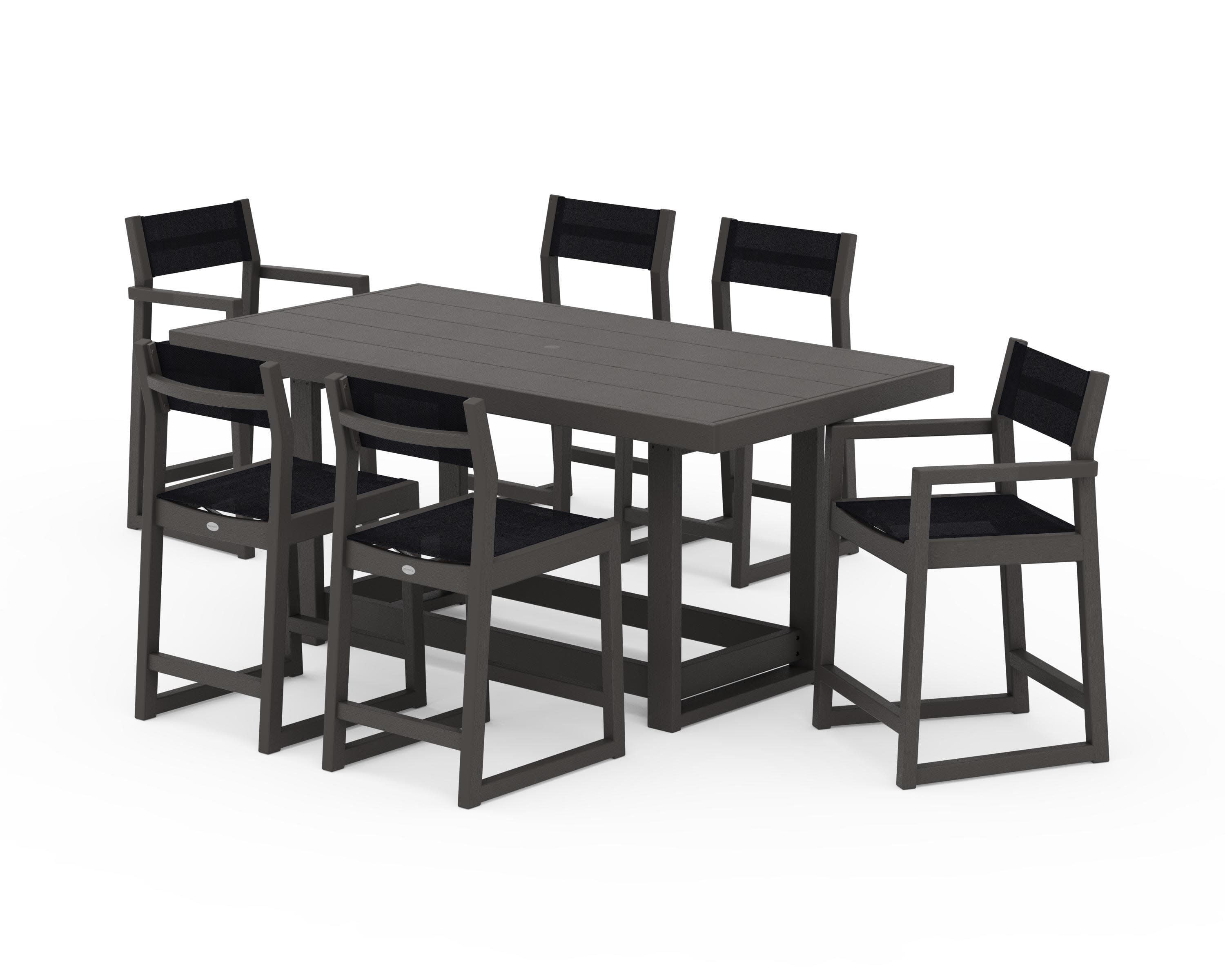 EDGE Sling 7-Piece Counter Table Set in Vintage Coffee / Black Sling