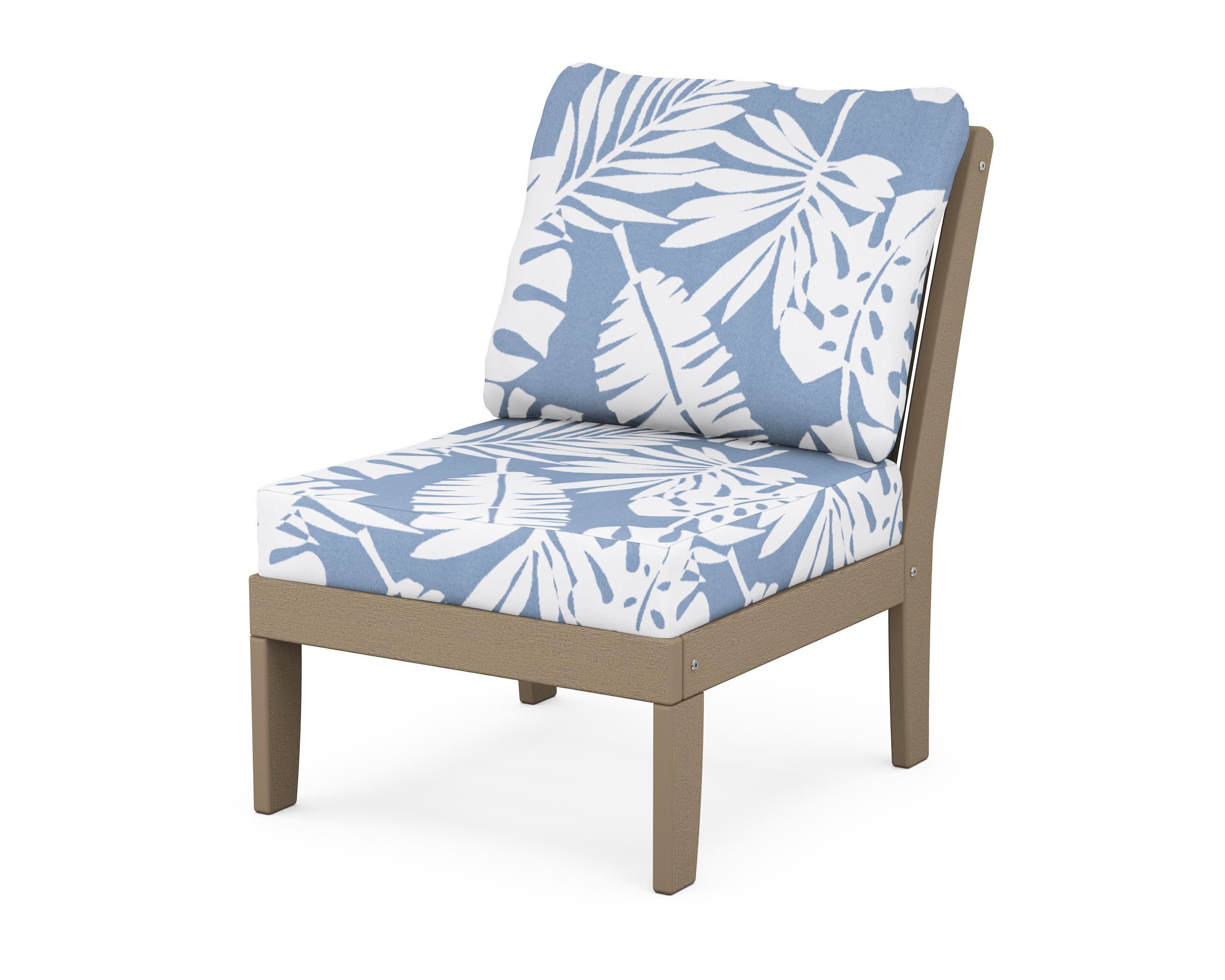 Braxton Modular Armless Chair in Vintage Sahara / Leaf Sky Blue