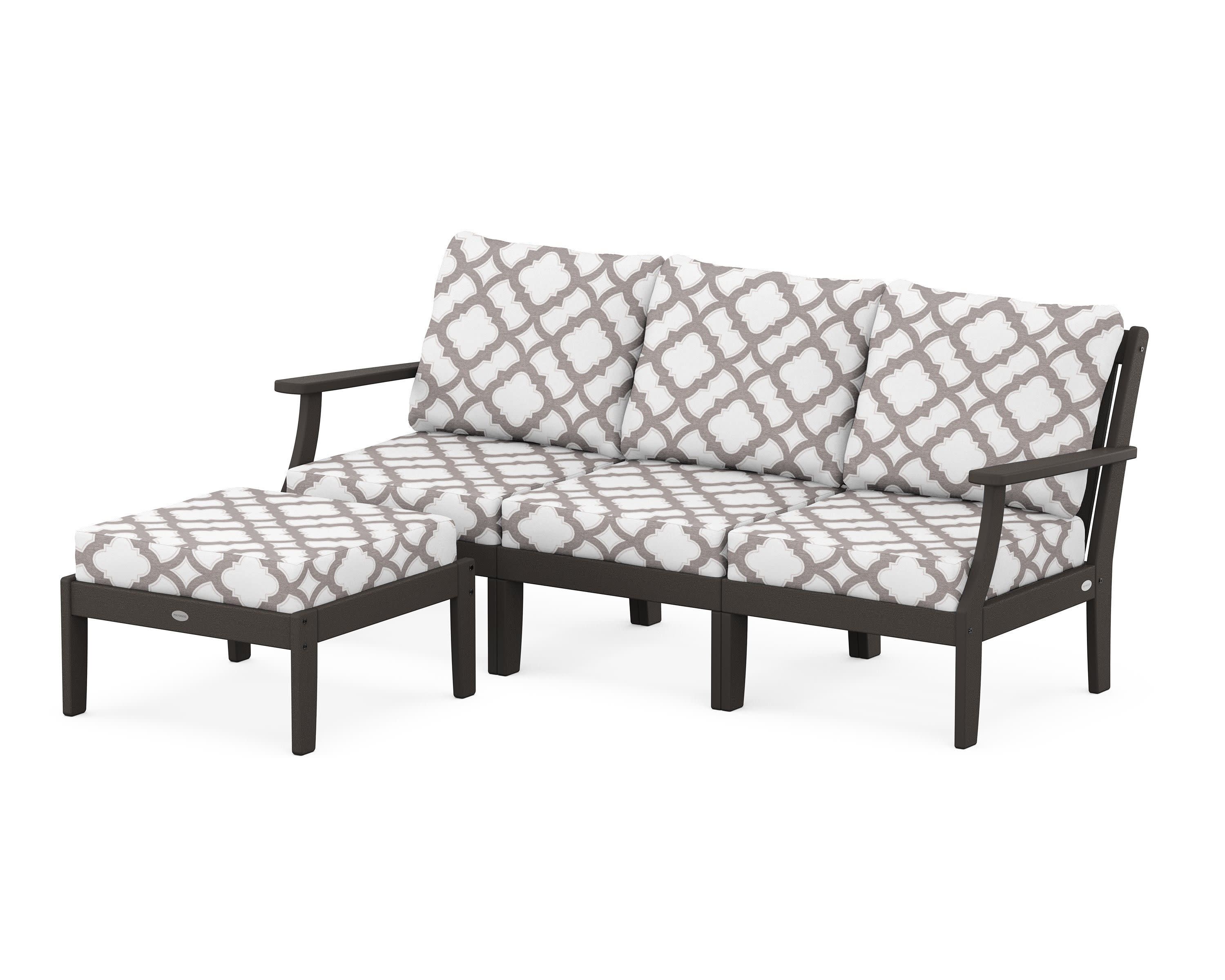 Braxton Modular 4-Piece Deep Seating Set with Ottoman in Vintage Coffee / Trellis Grey Mist