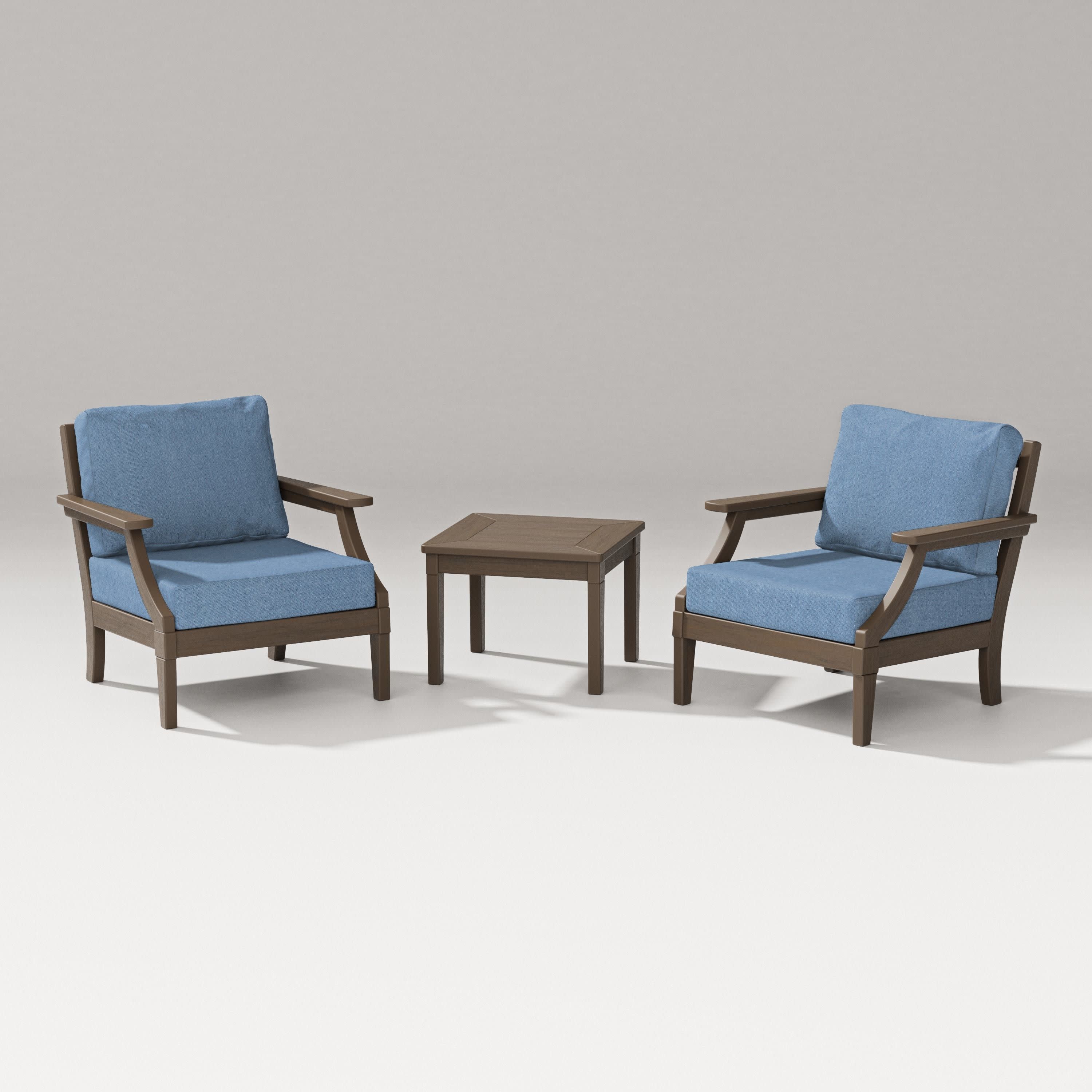 Estate 3-Piece Lounge Chair Set in Kona / Sky Blue