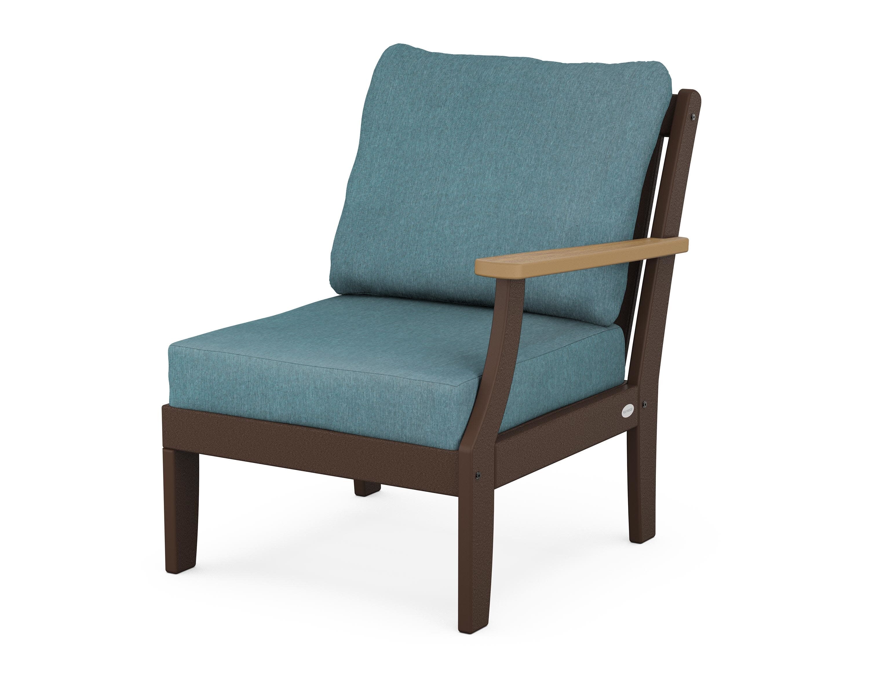 Braxton Modular Right Arm Chair in Mahogany / Natural / Ocean Teal