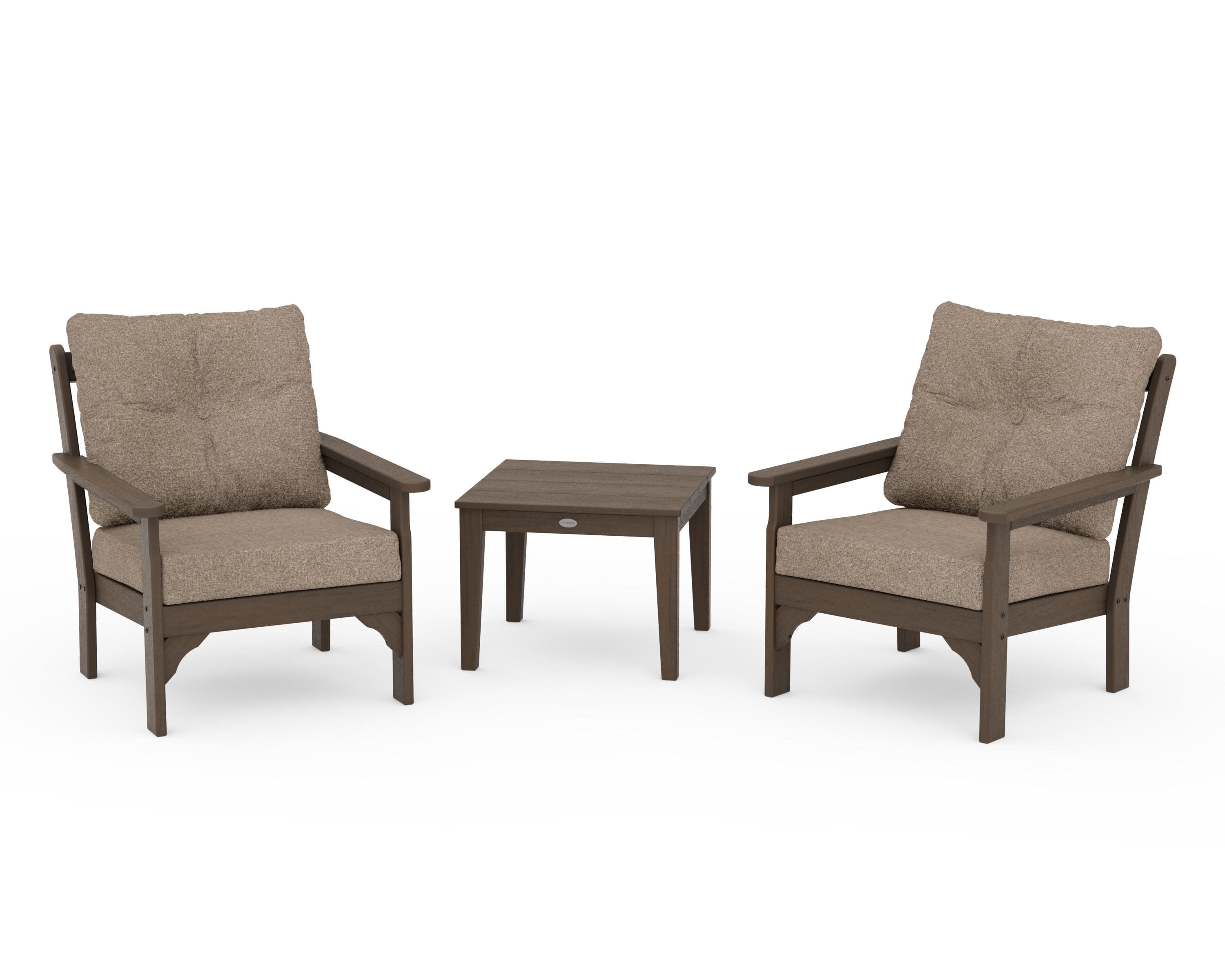 Vineyard 3-Piece Deep Seating Set in Kona / Spiced Burlap