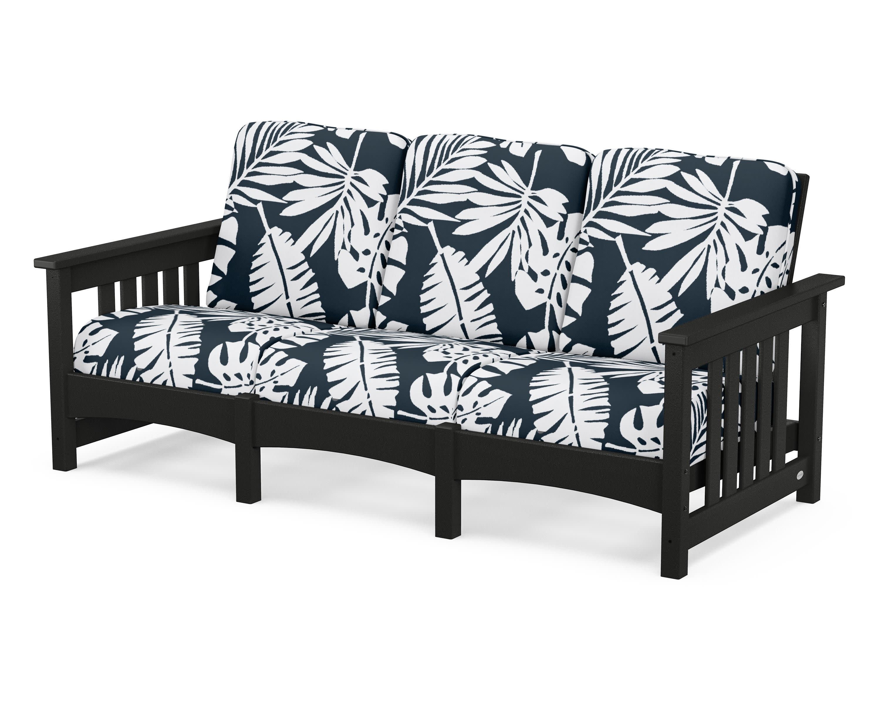 Club Mission Sofa in Black / Leaf Marine Indigo