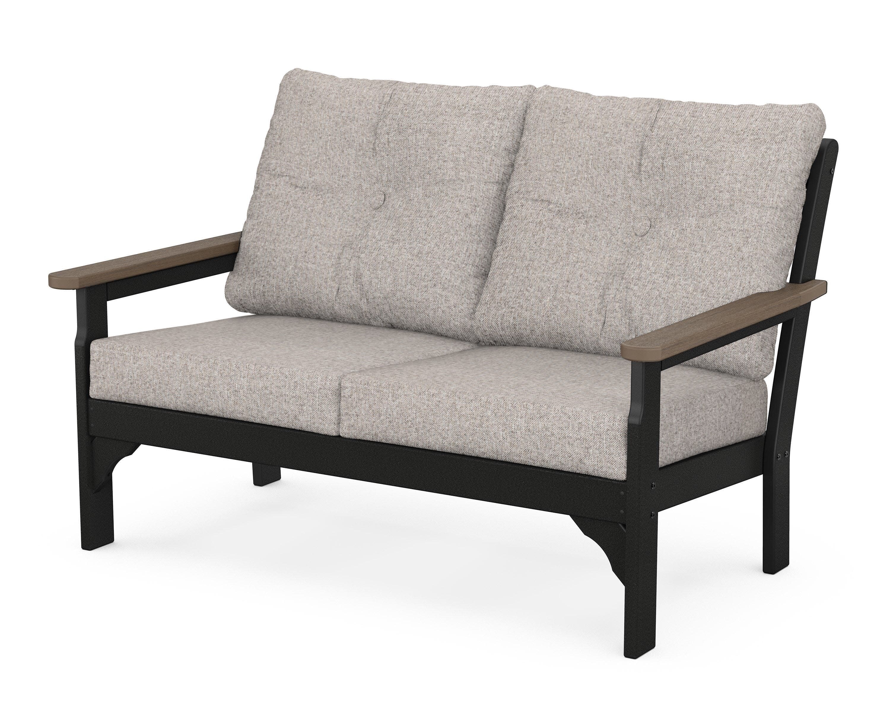 Vineyard Deep Seating Loveseat in Black / Kona / Weathered Tweed
