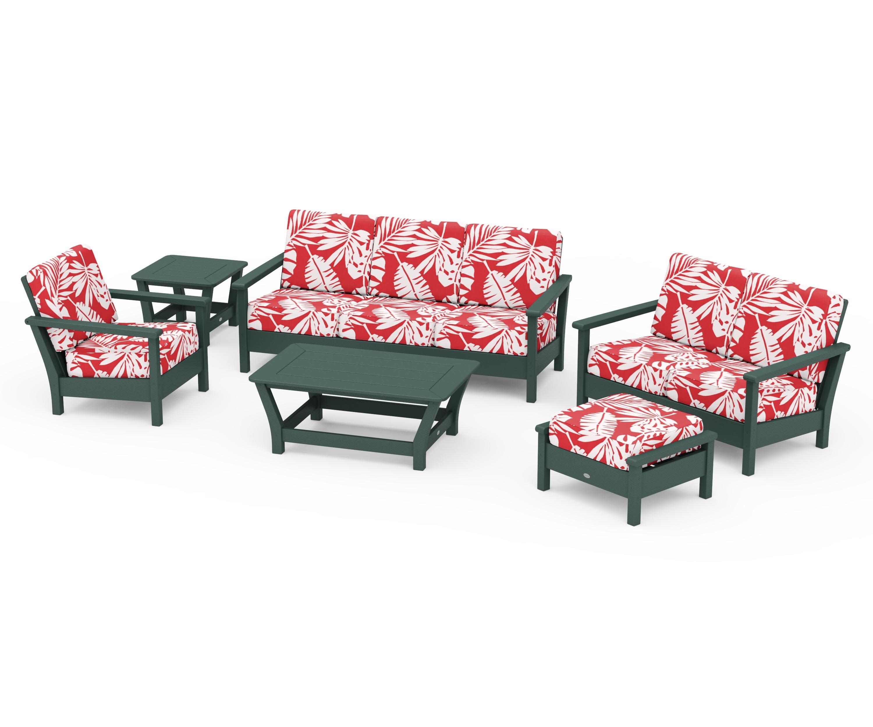 Harbour 6-Piece Outdoor Living Set in Green / Leaf Crimson