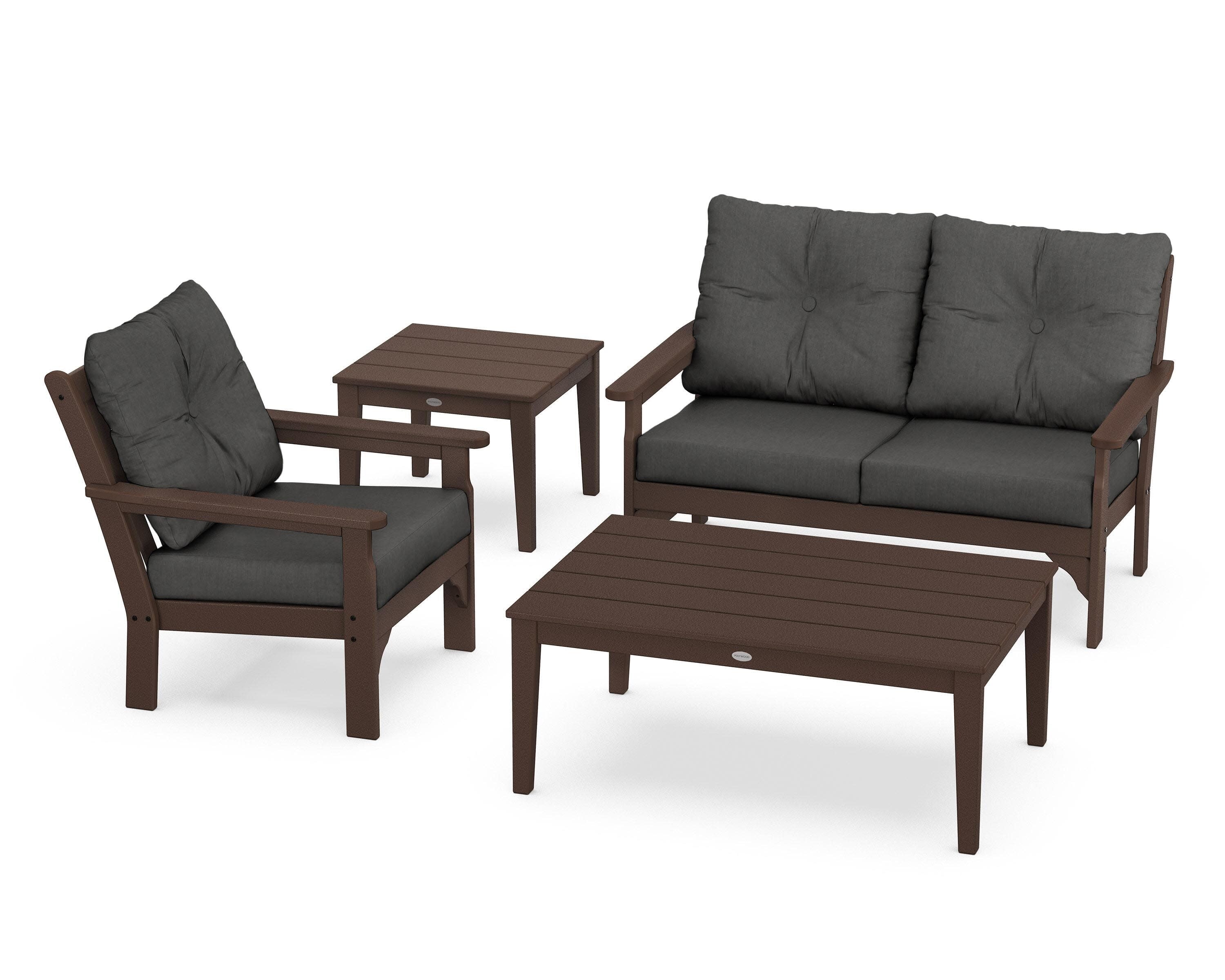 Vineyard 4-Piece Deep Seating Set in Mahogany / Spectrum Carbon