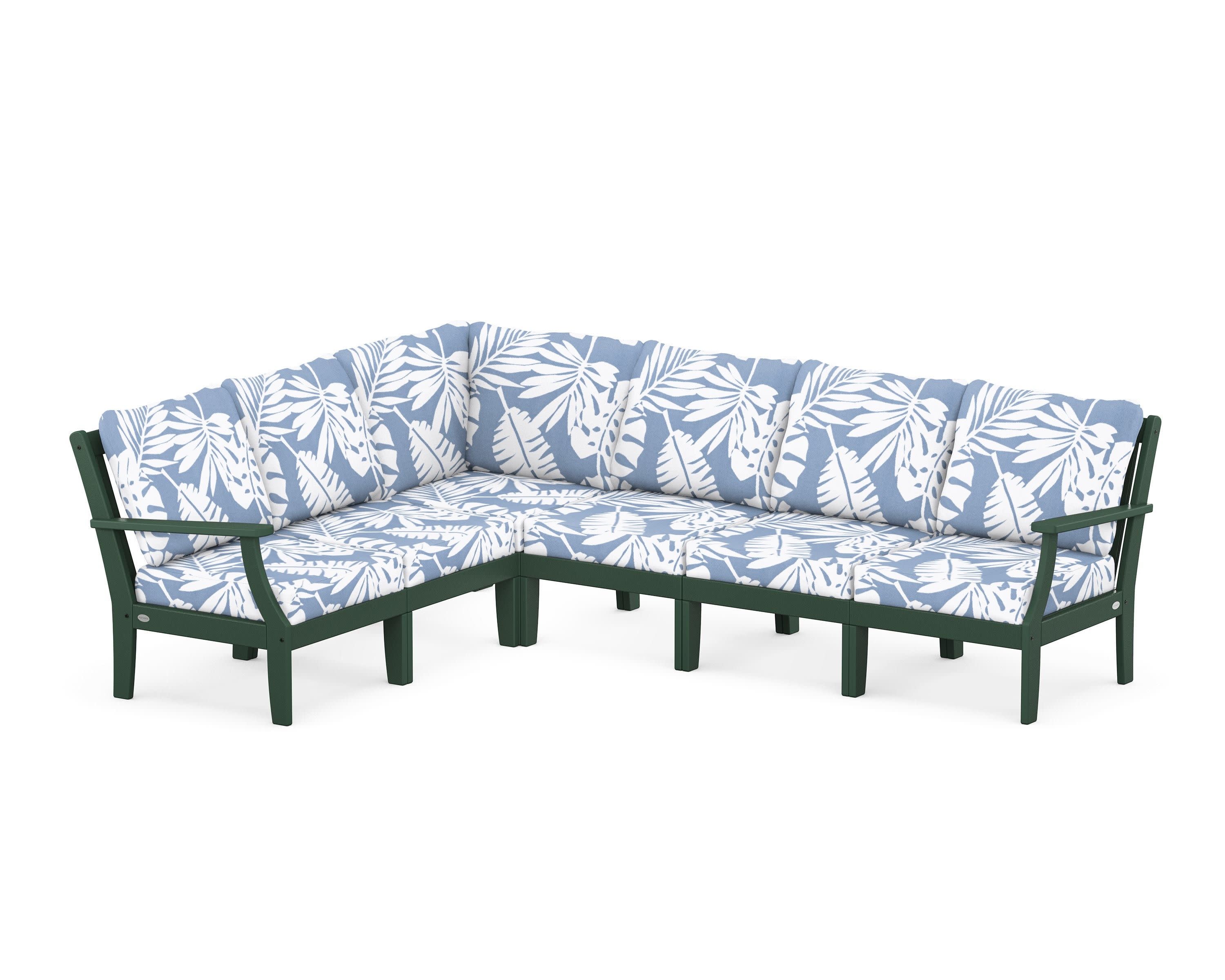 Braxton Modular 6-Piece Deep Seating Set in Green / Leaf Sky Blue
