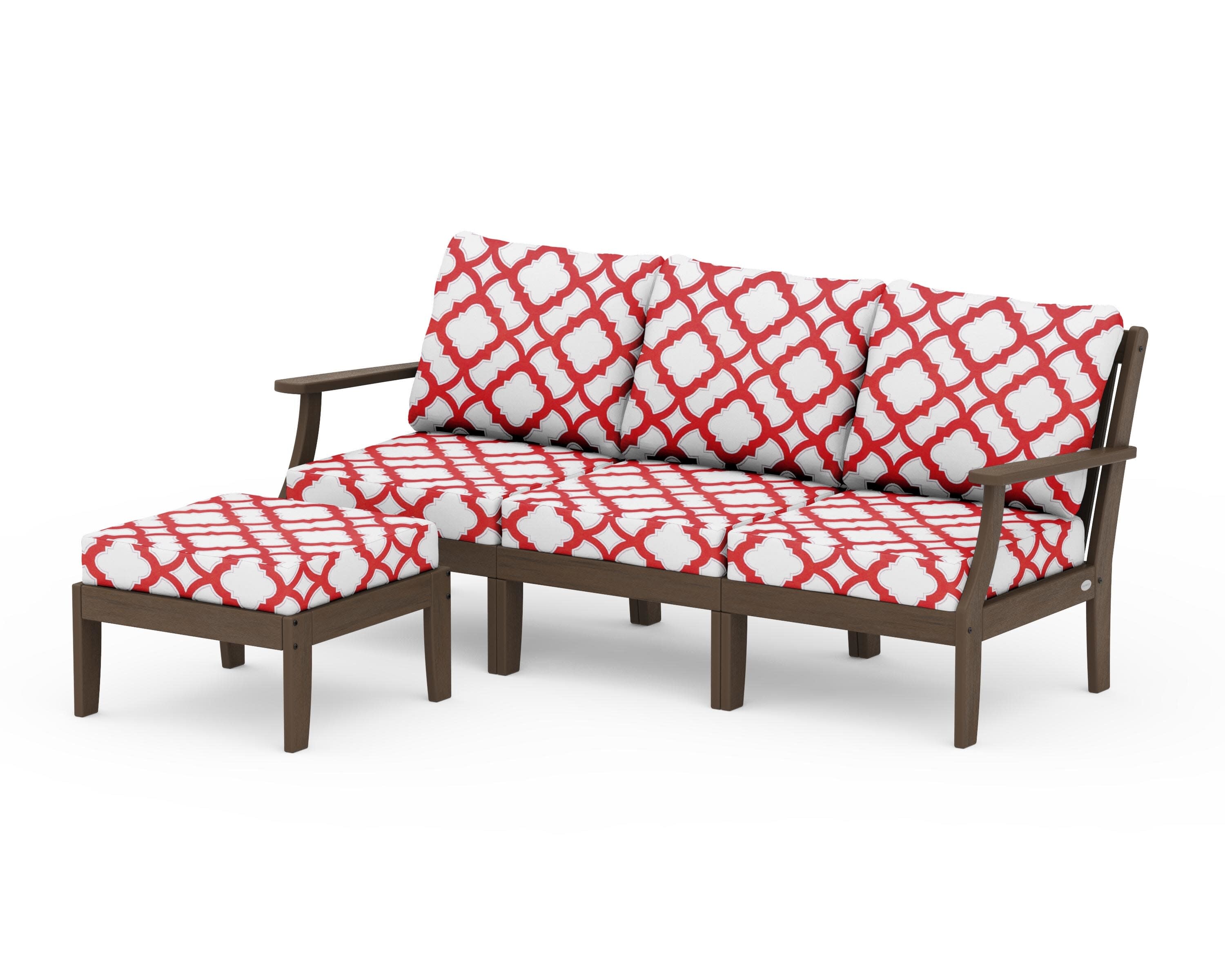 Braxton Modular 4-Piece Deep Seating Set with Ottoman in Kona / Trellis Crimson