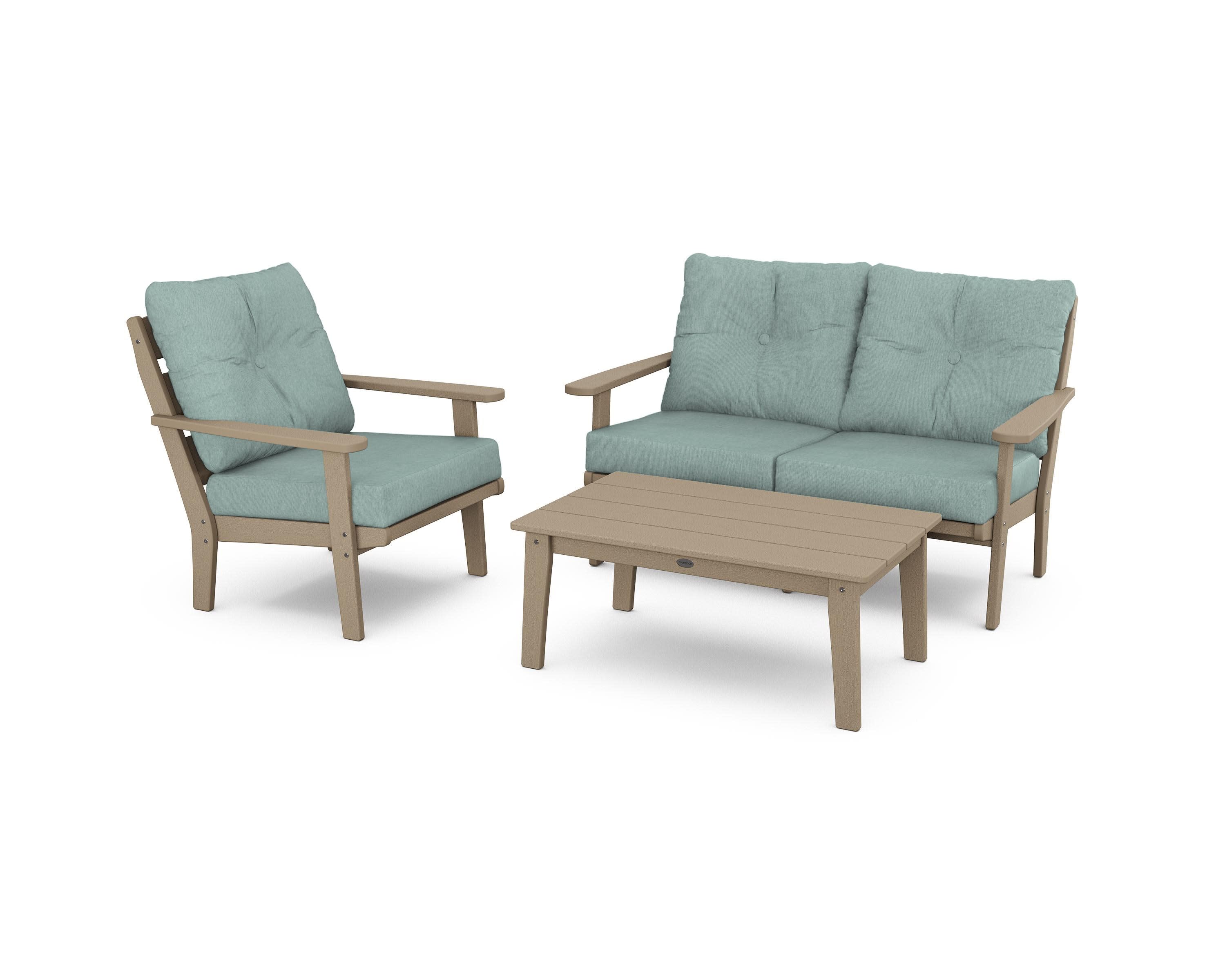 Lakeside 3-Piece Deep Seating Set in Vintage Sahara / Glacier Spa