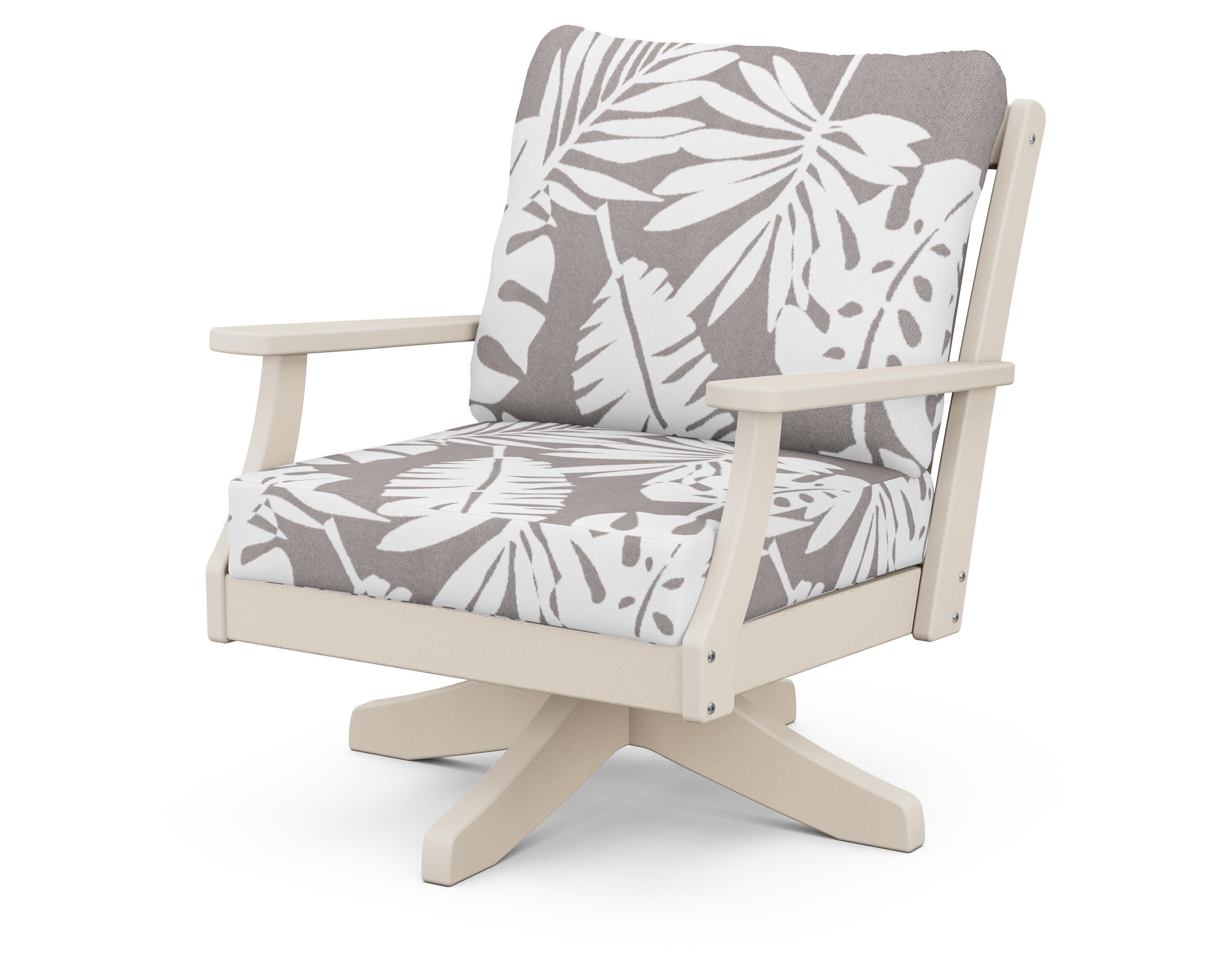 Braxton Deep Seating Swivel Chair in Sand / Leaf Grey Mist