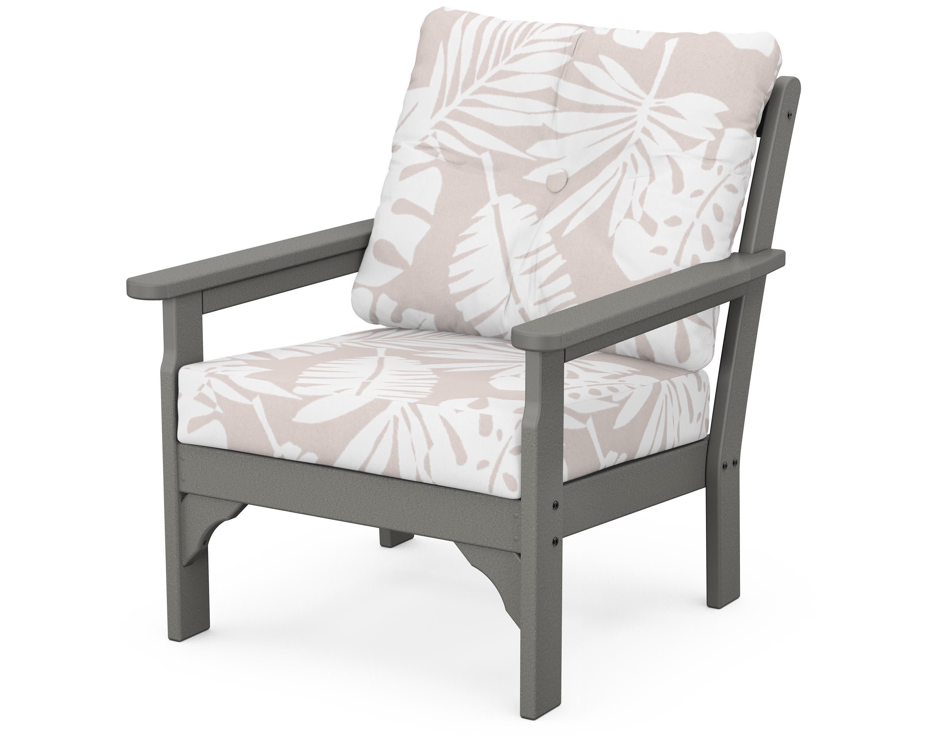 Vineyard Deep Seating Chair in Slate Grey / Leaf Dune Burlap