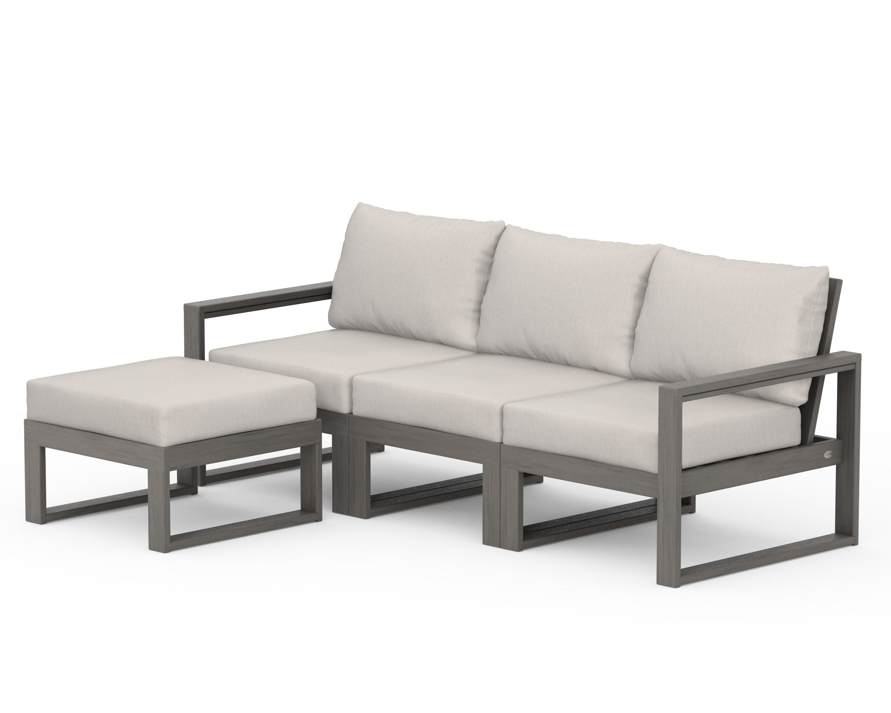 EDGE 4-Piece Modular Deep Seating Set with Ottoman in Driftwood / Cast Ash