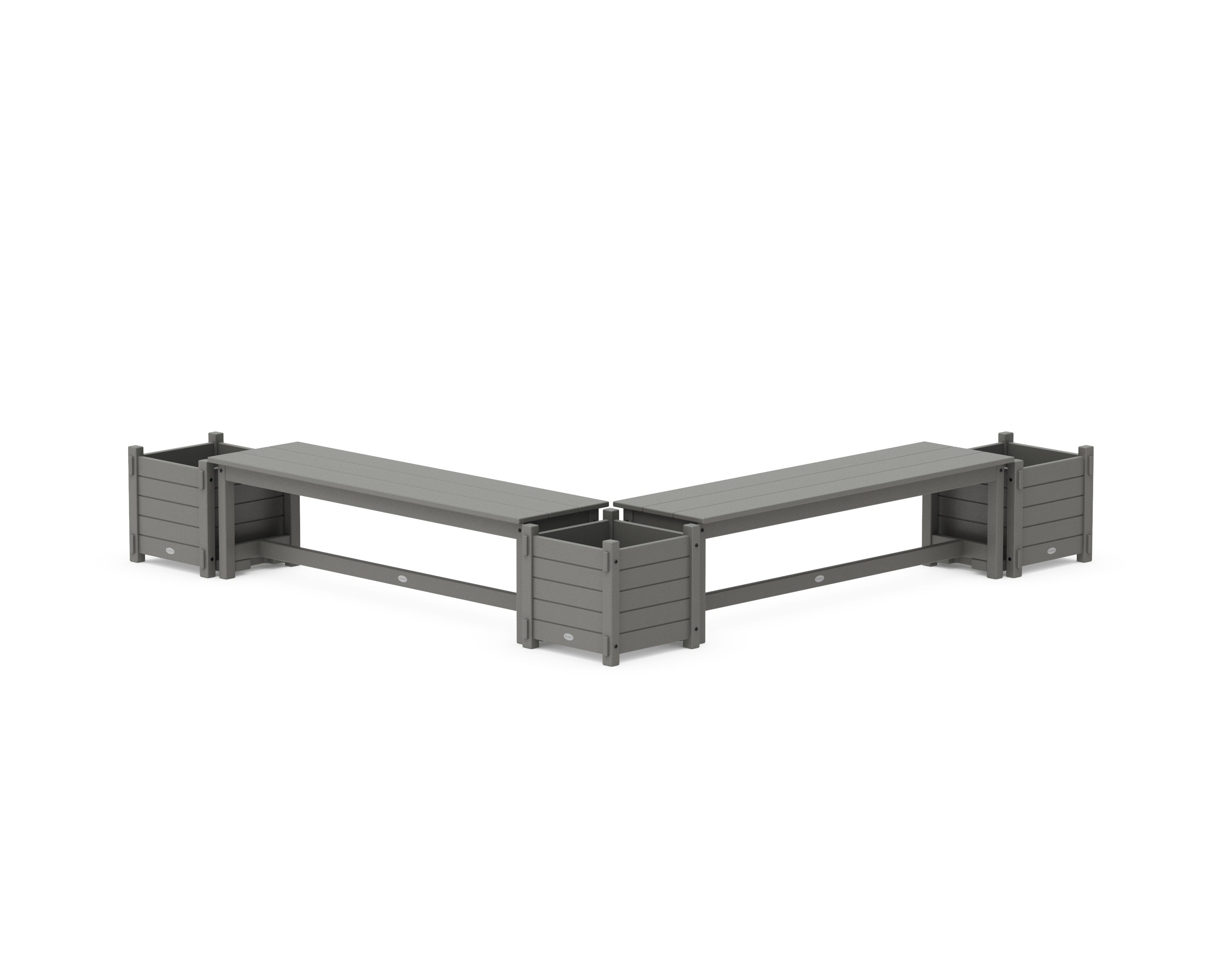 60" Nautical L- Shaped Planter Bench Corner Set