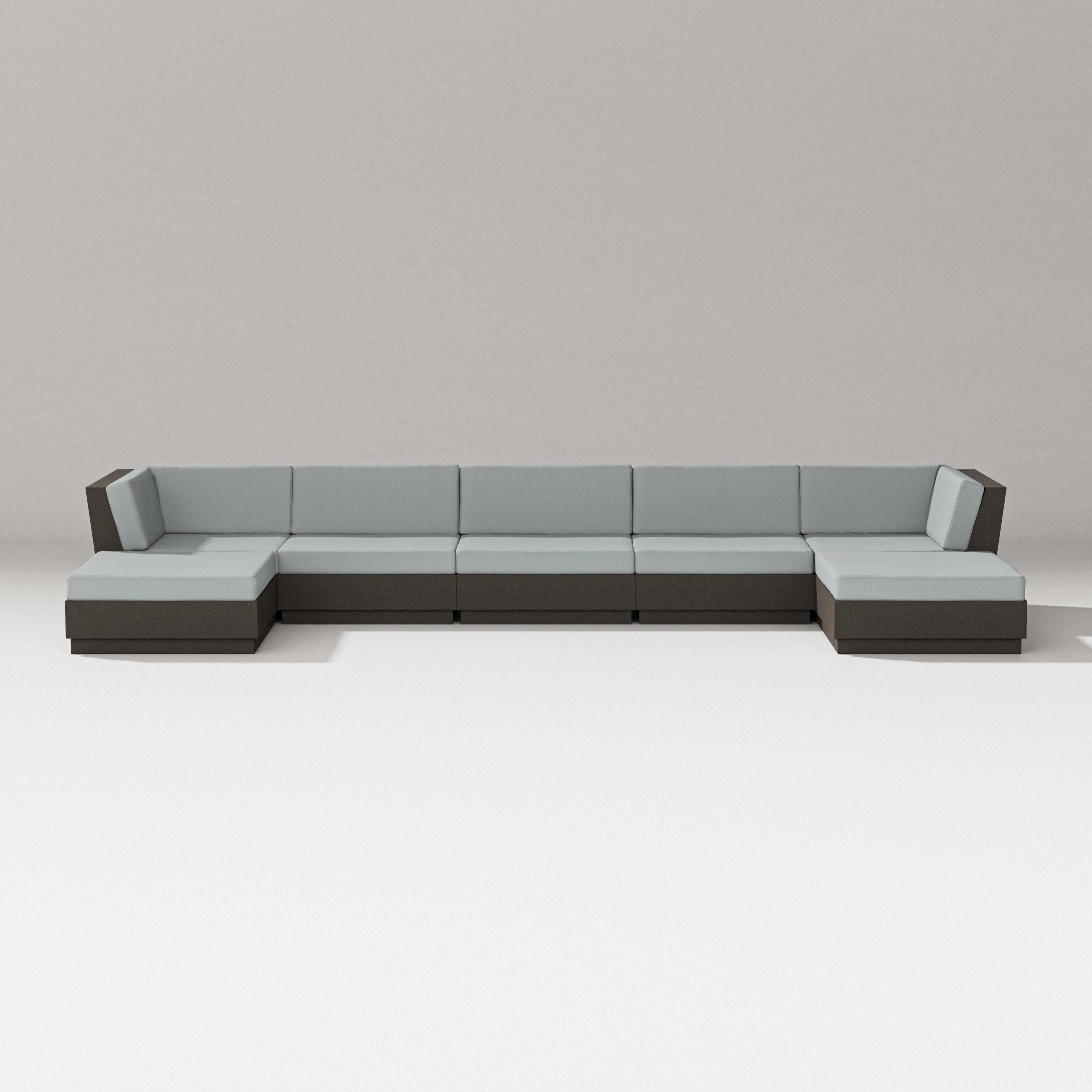 Elevate 7-Piece Double Chaise Sectional in Vintage Coffee / Spa