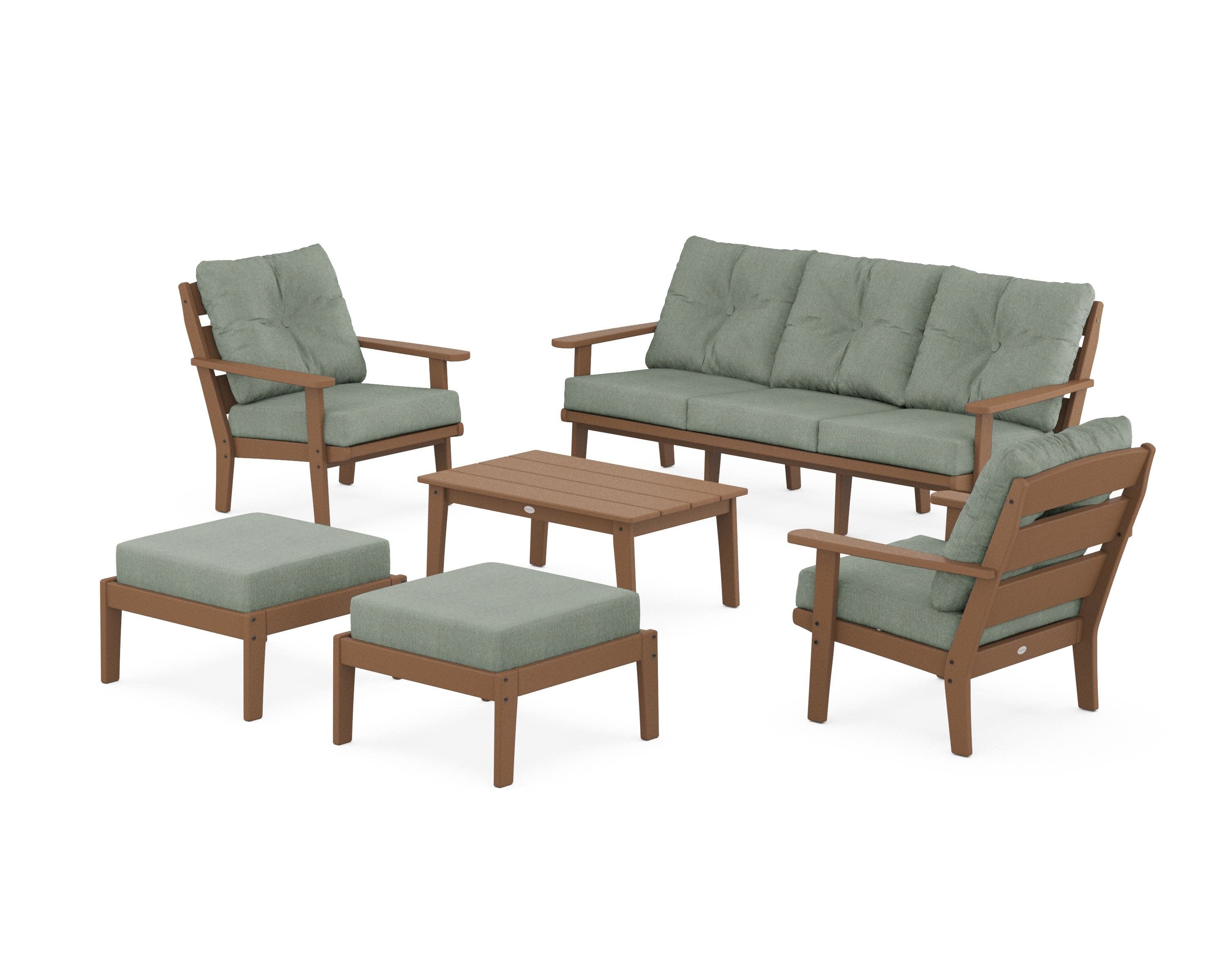 Lakeside 6-Piece Lounge Sofa Set in Teak / Cast Sage