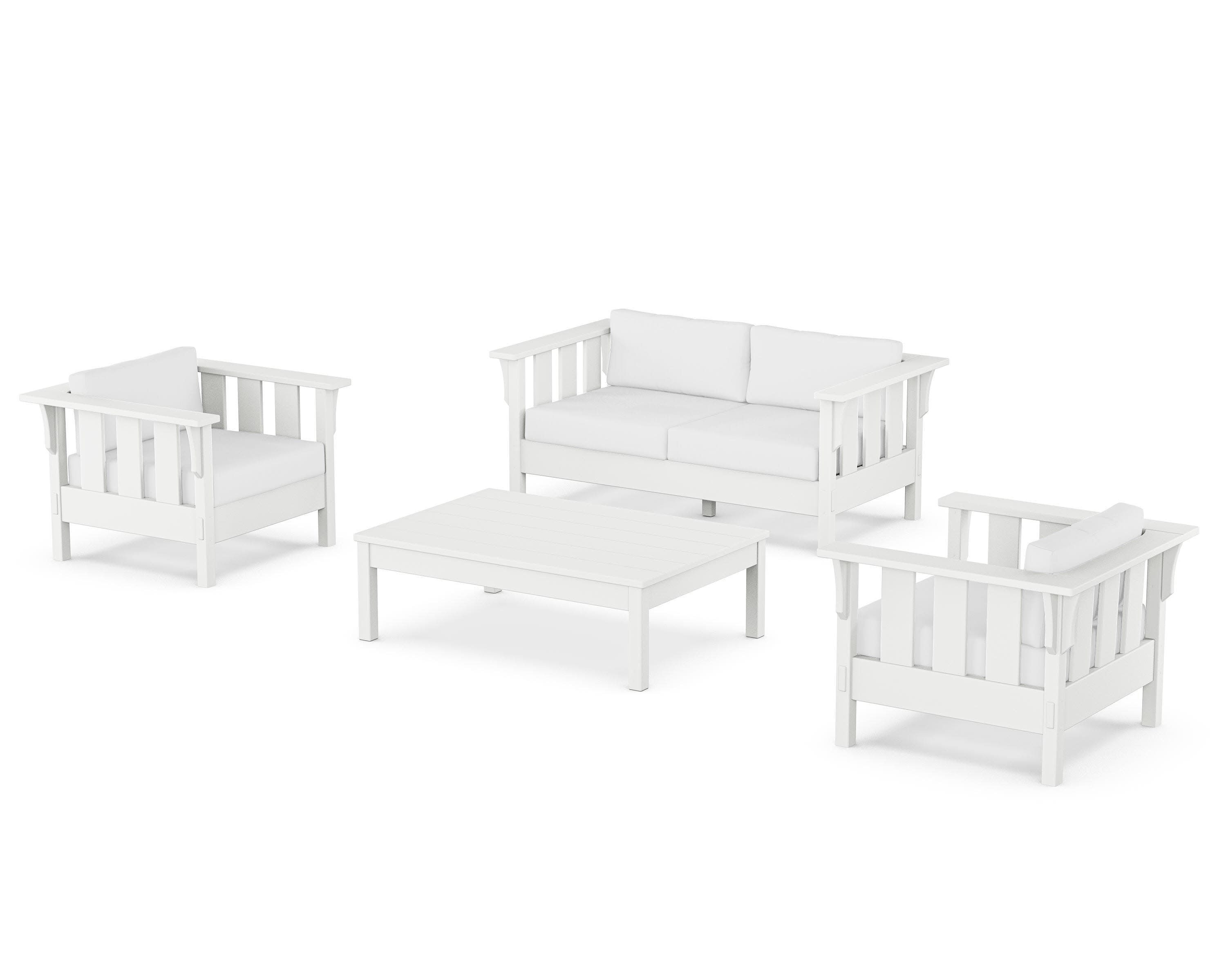Acadia 4-Piece Deep Seating Set with Loveseat in White / Natural
