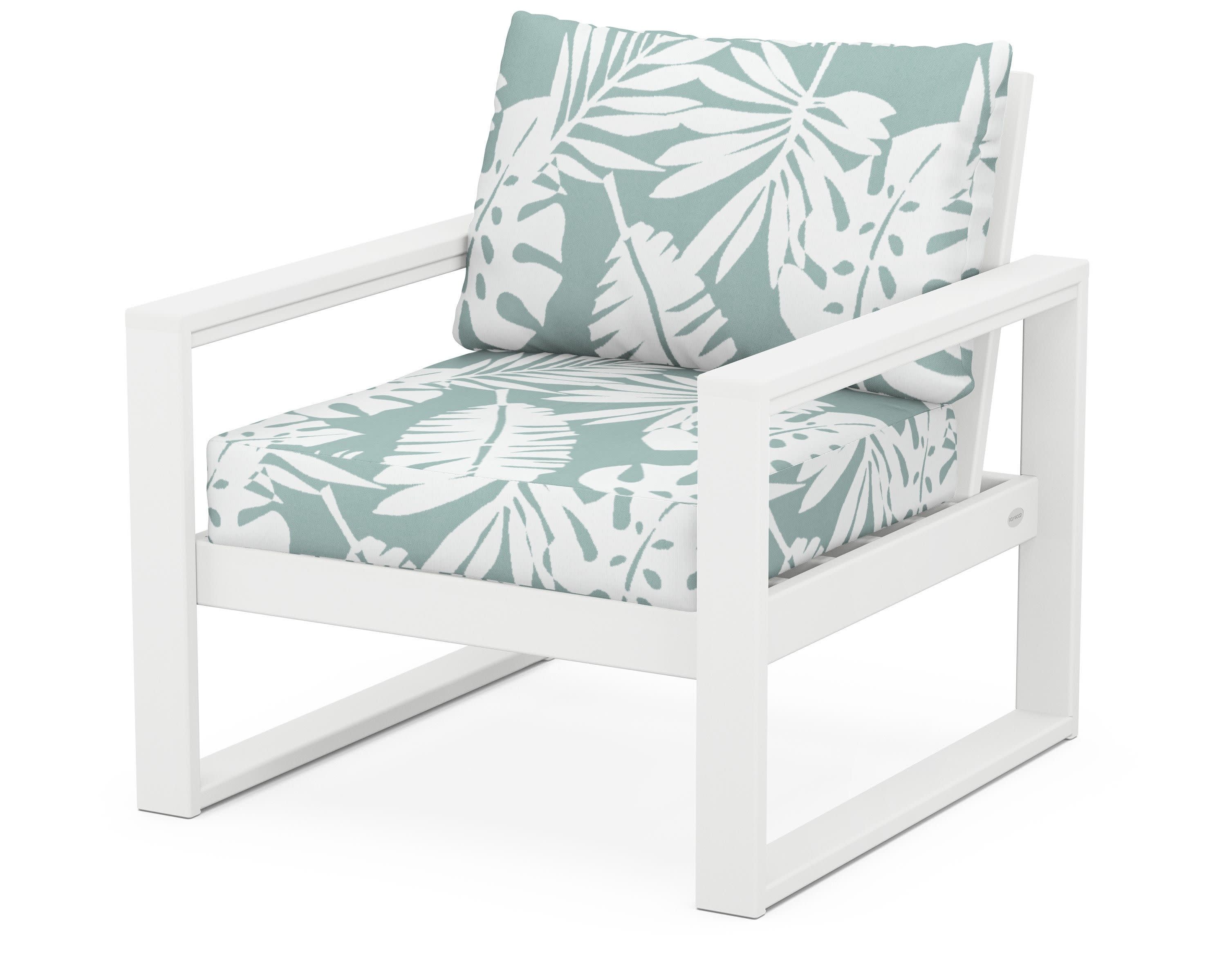 EDGE Club Chair in White / Leaf Glacier Spa