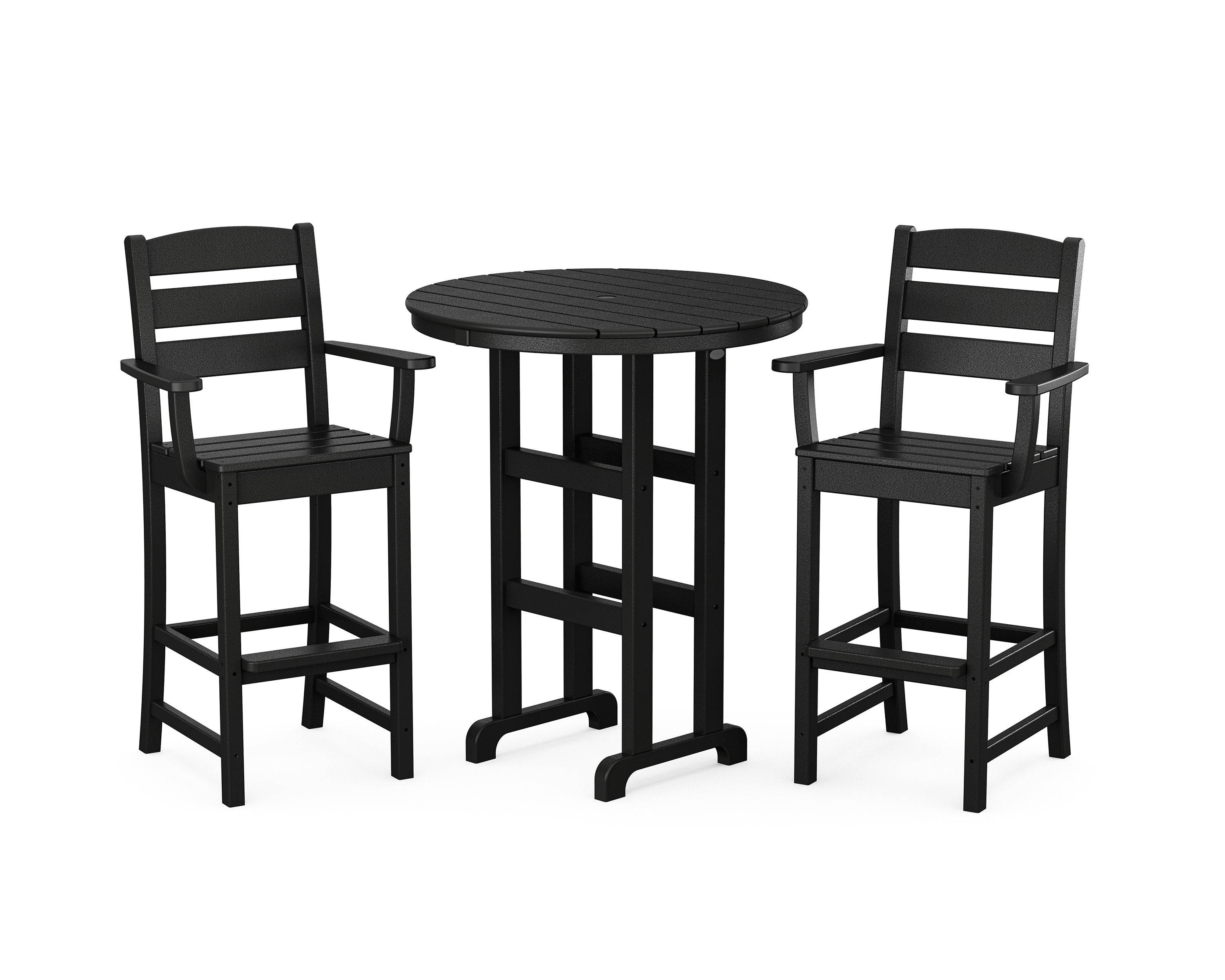 Lakeside 3-Piece Round Bar Arm Chair Set in Black