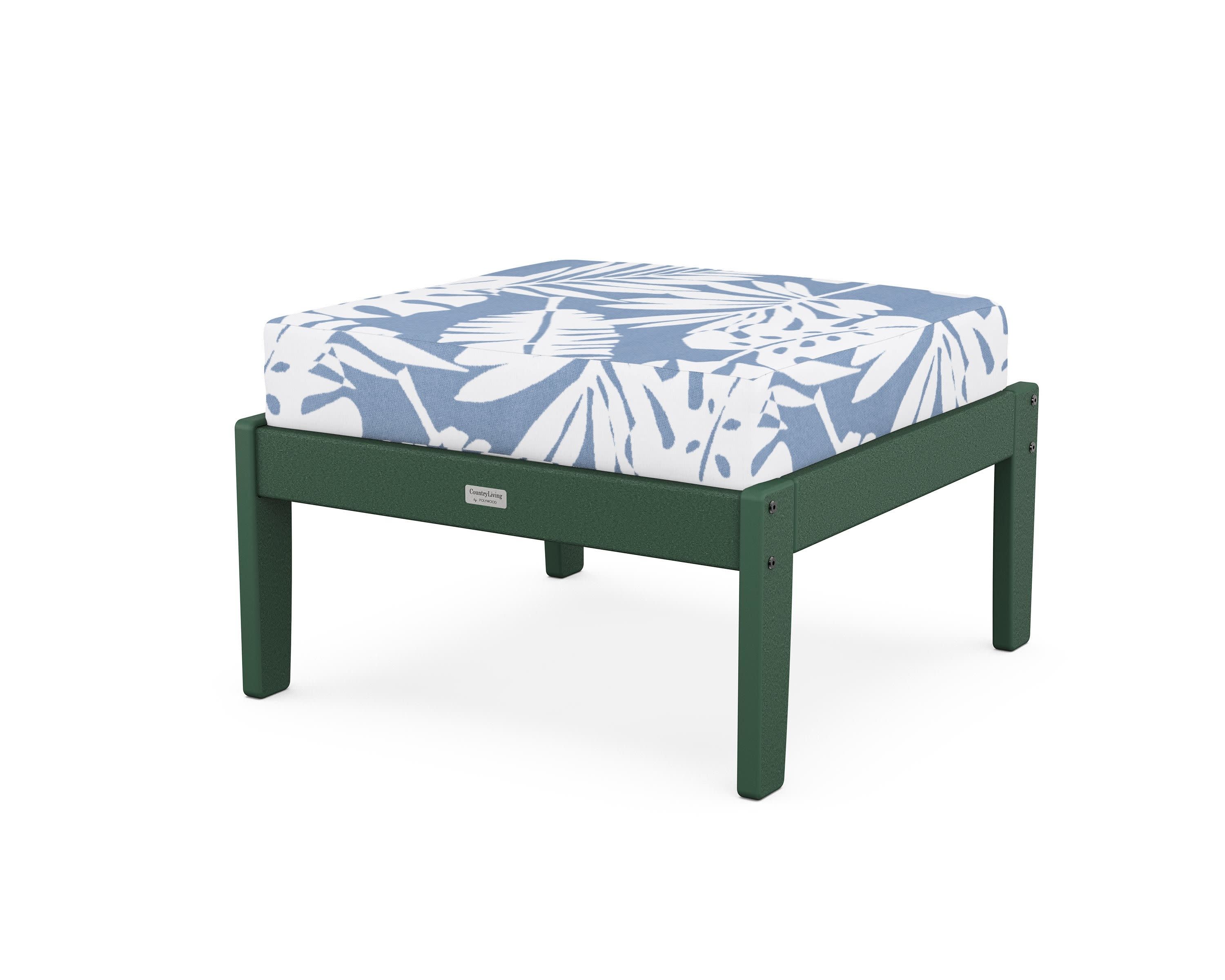 Cottage Deep Seating Ottoman in Green / Leaf Sky Blue