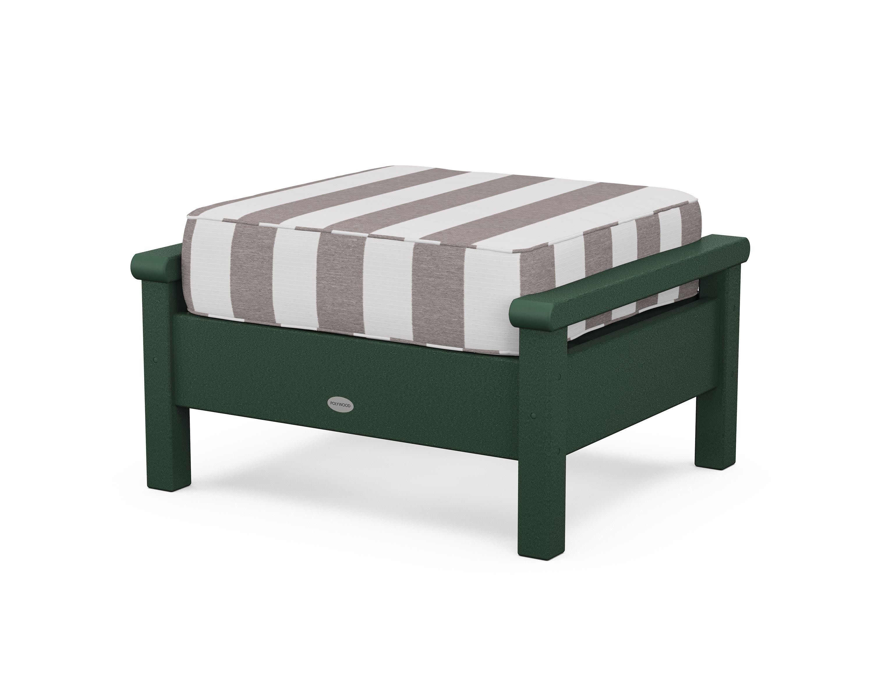 Harbour Deep Seating Ottoman in Green / Cabana Stripe Grey Mist