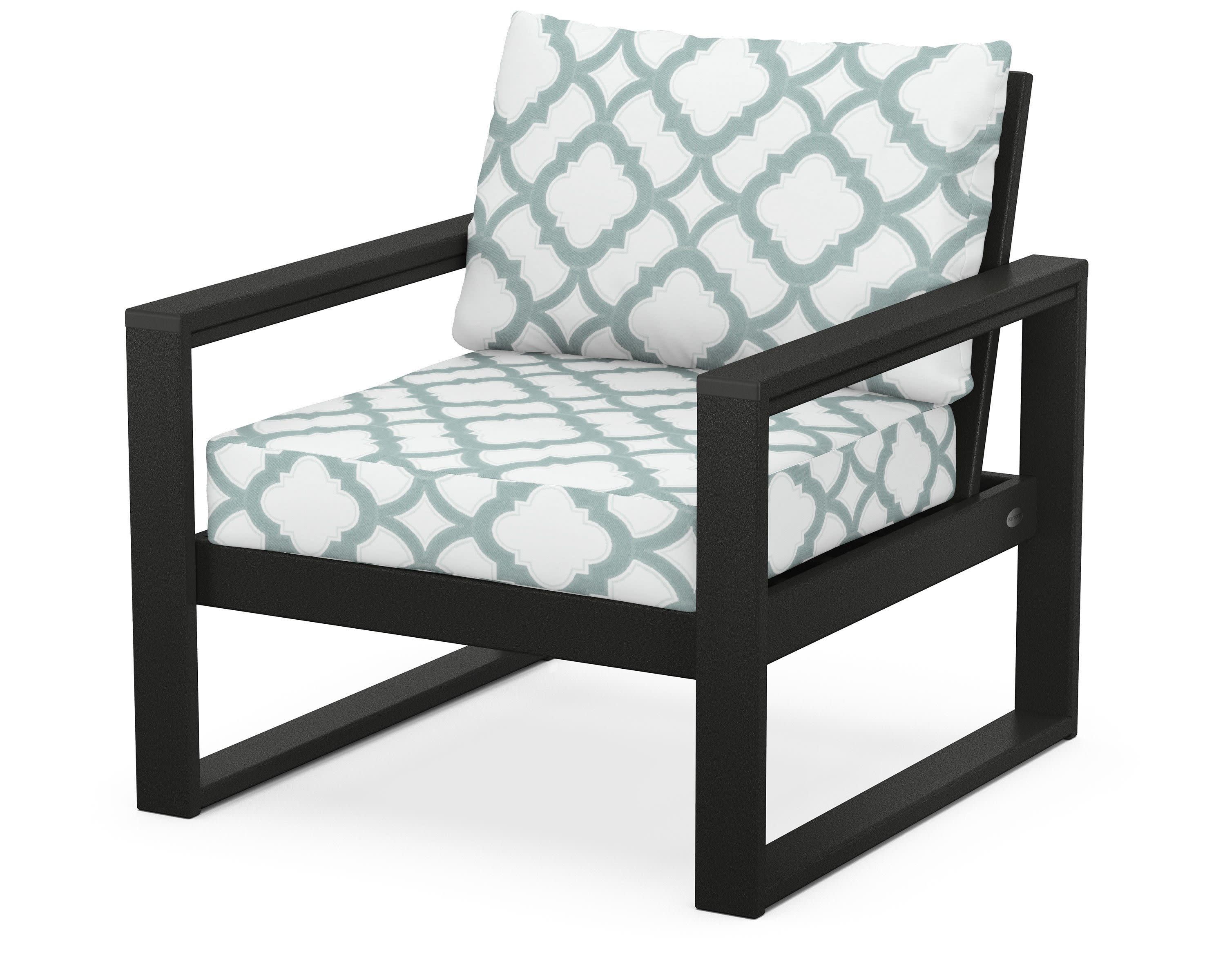 EDGE Club Chair in Black / Trellis Glacier Spa