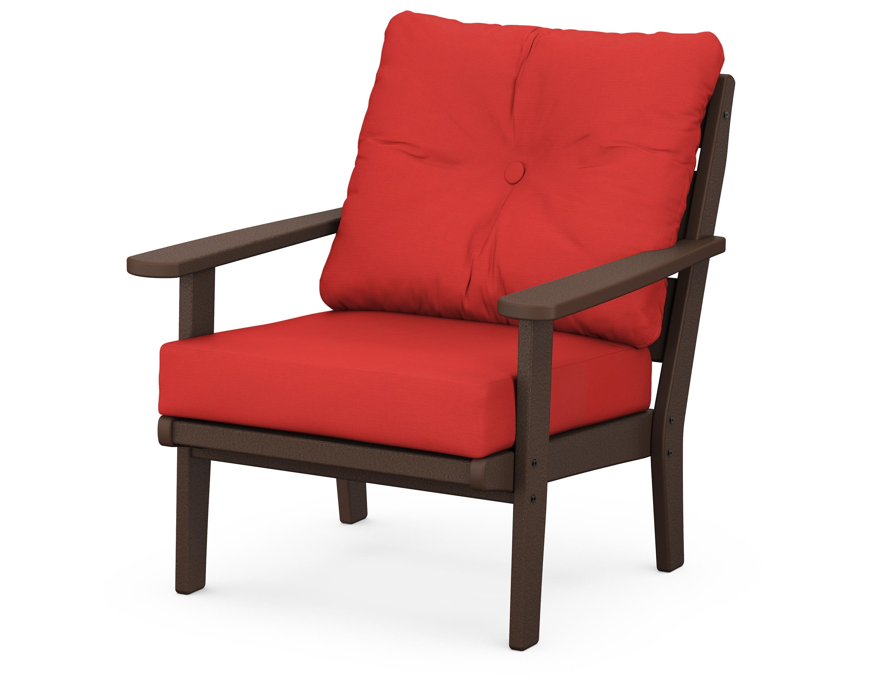 Lakeside Deep Seating Chair in Mahogany / Crimson Linen