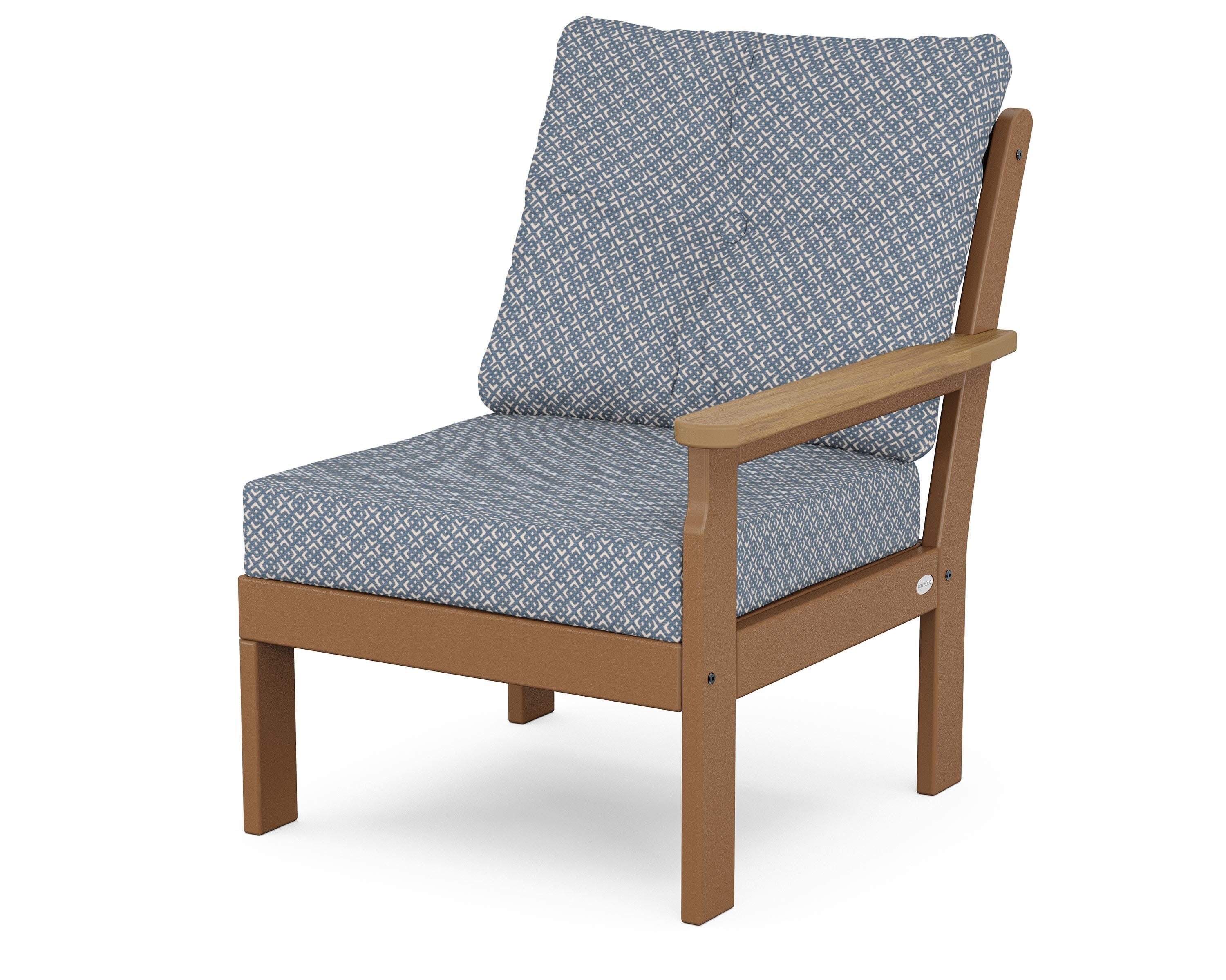 Vineyard Modular Right Arm Chair in Teak / Natural / Hopscotch