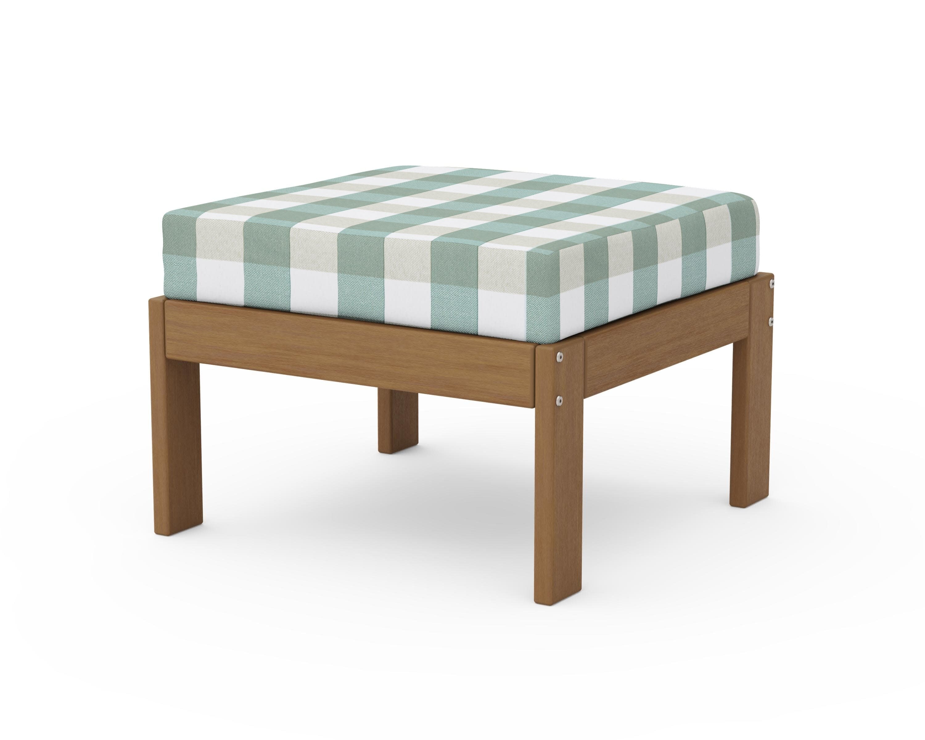 Vineyard Modular Ottoman in Natural / Buffalo Plaid Glacier Spa