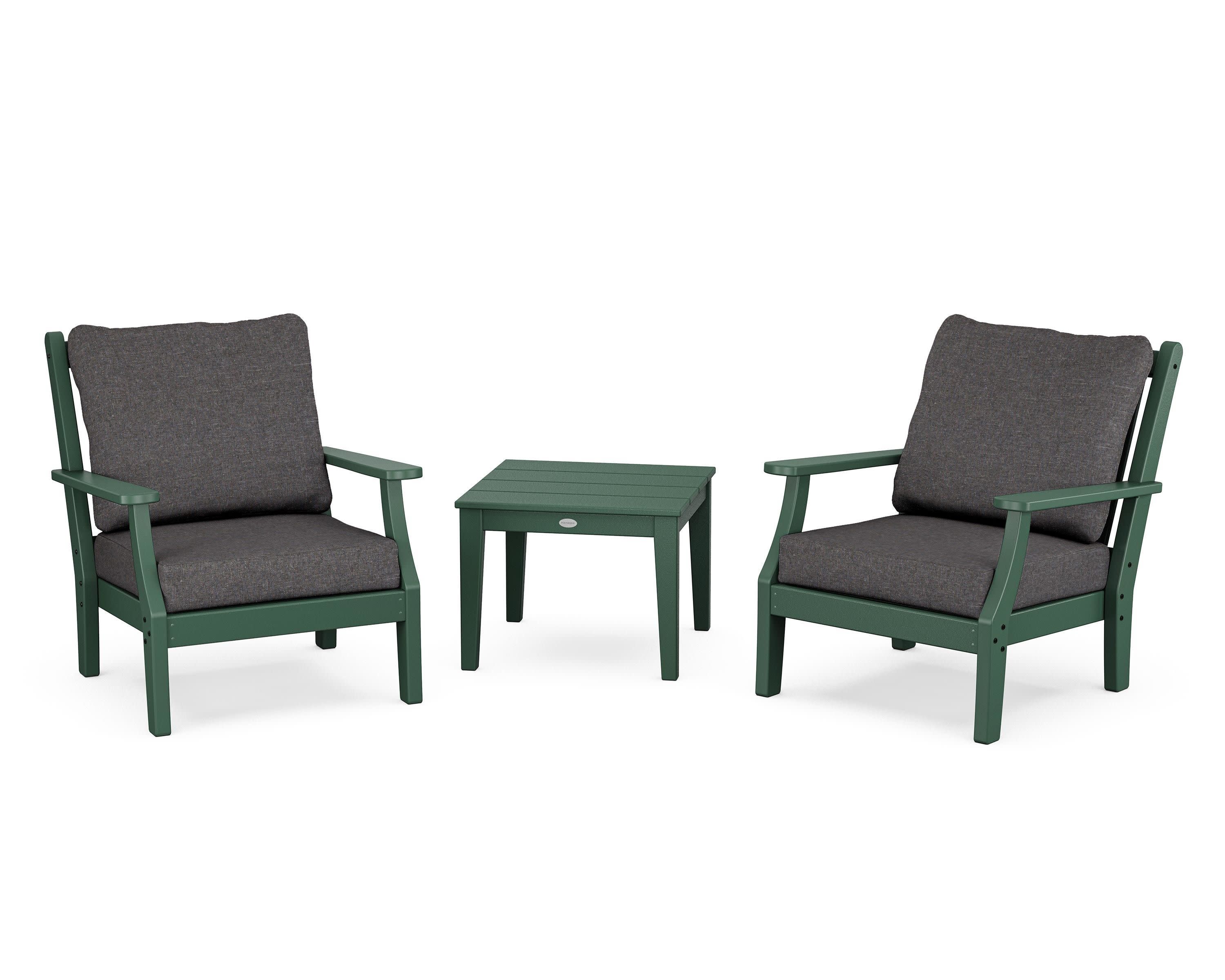 Wovendale 3-Piece Deep Seating Set in Green / Ash Charcoal