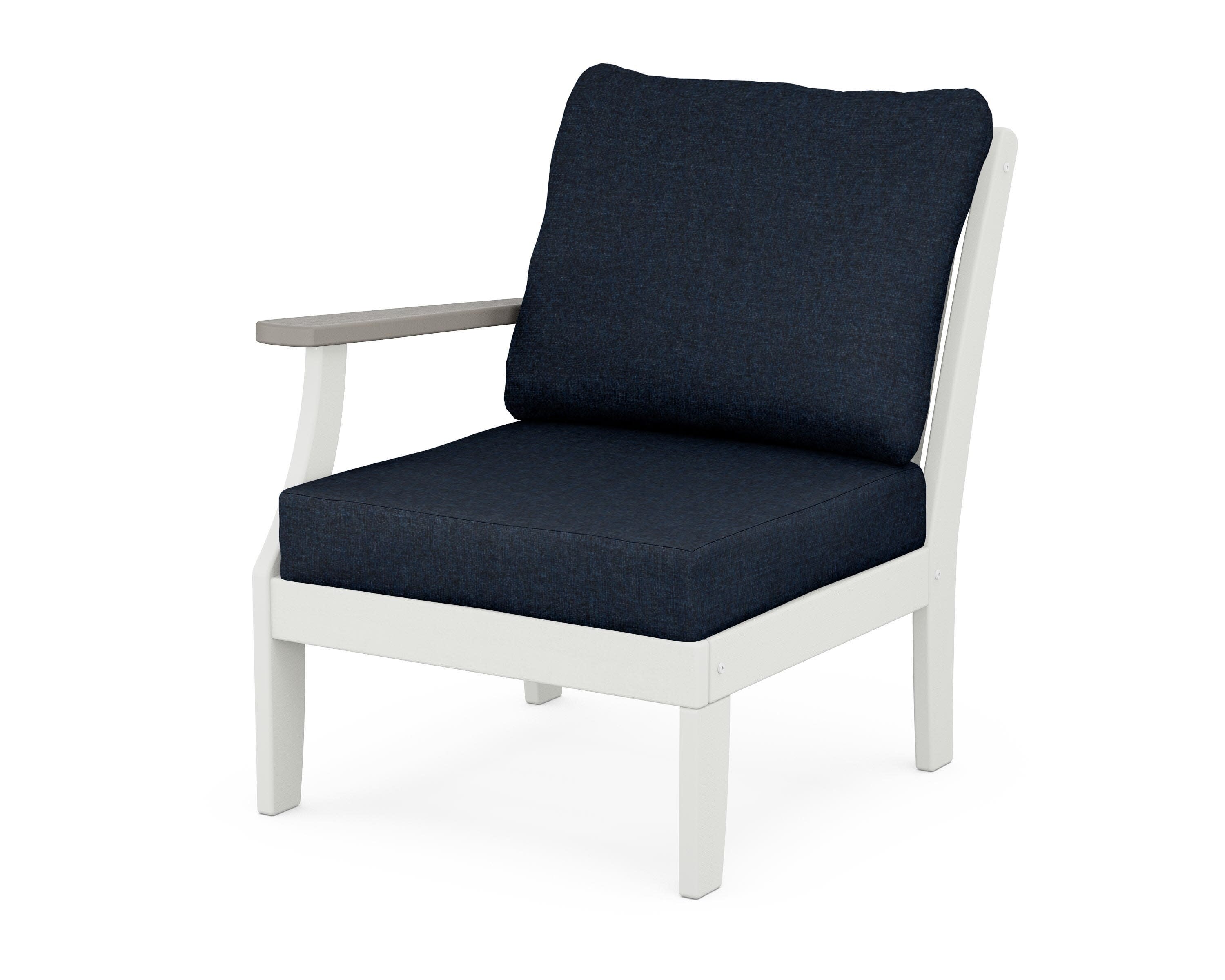 Braxton Modular Left Arm Chair in White / Driftwood / Marine Indigo