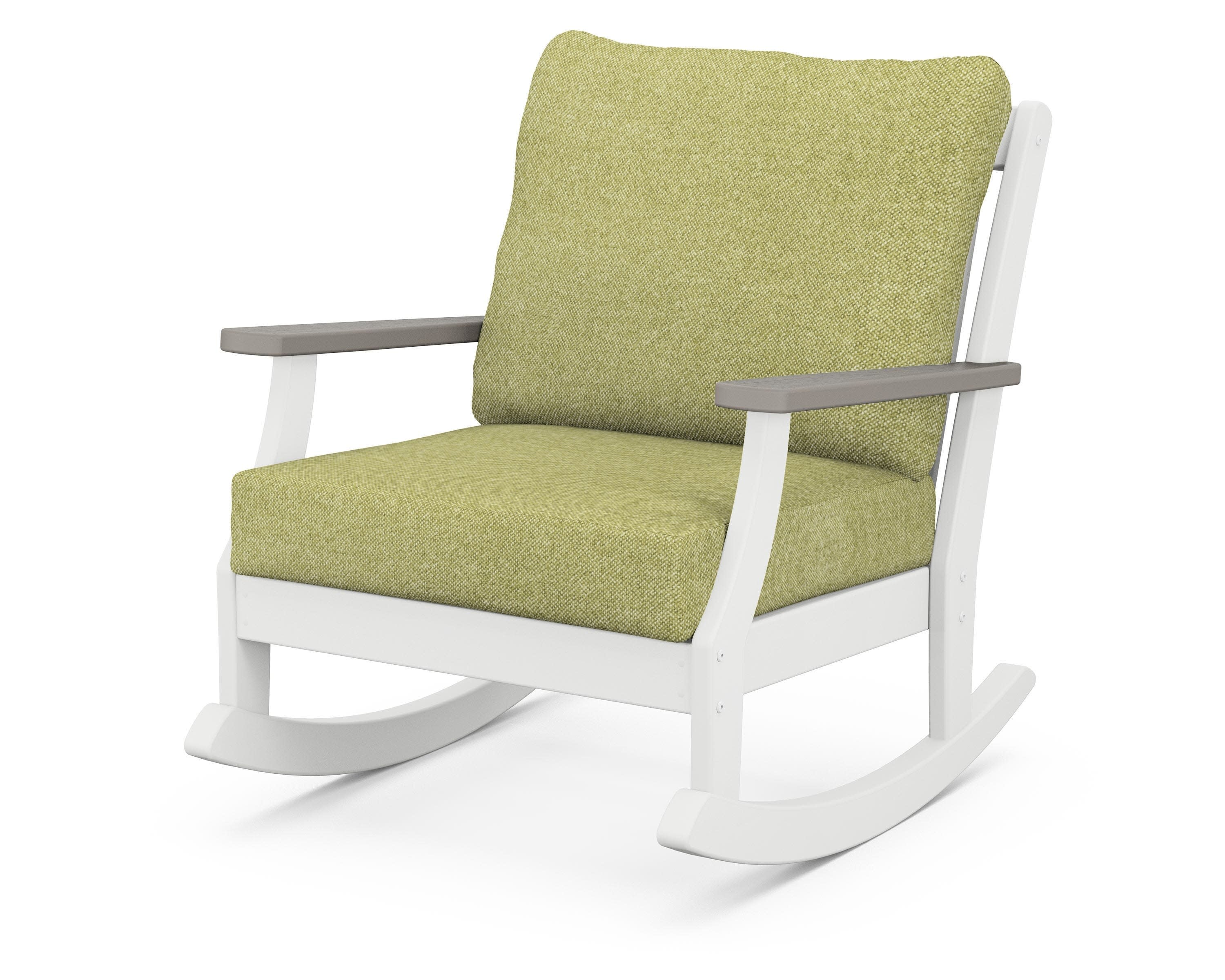 Braxton Deep Seating Rocking Chair in White / Driftwood / Chartreuse Boucle