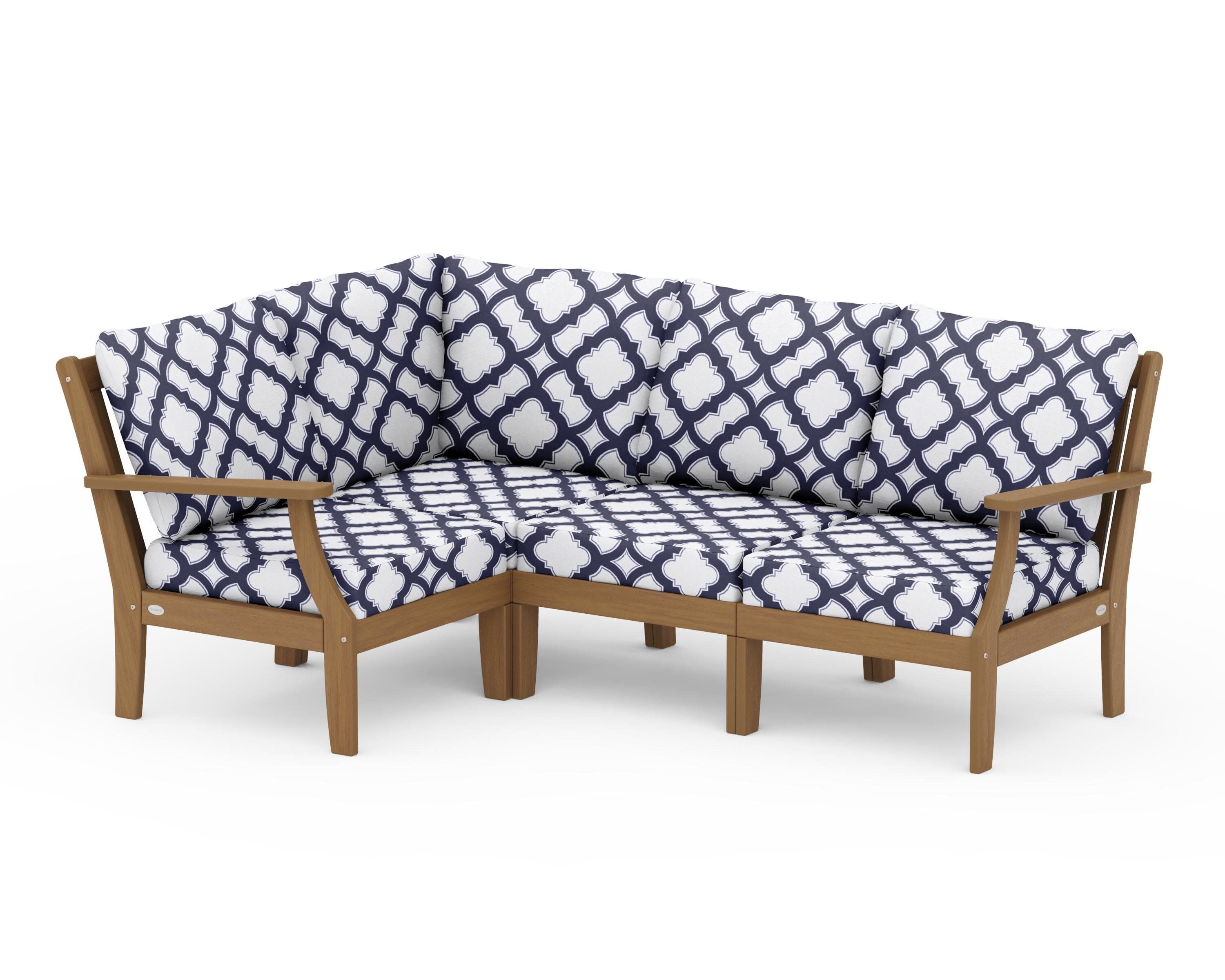 Braxton Modular 4-Piece Deep Seating Set in Natural / Trellis Navy