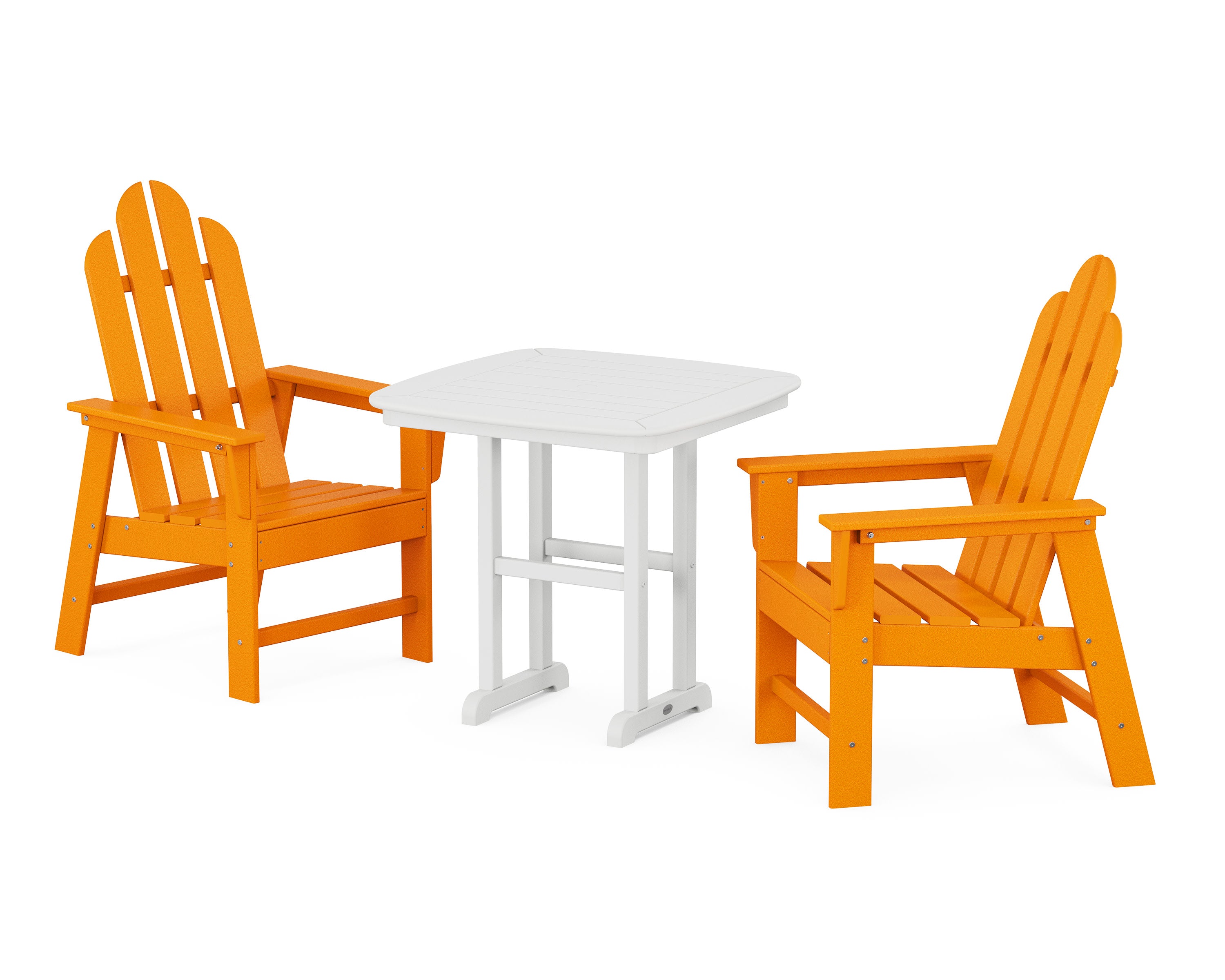 Long Island 3-Piece Dining Set in Tangerine / White