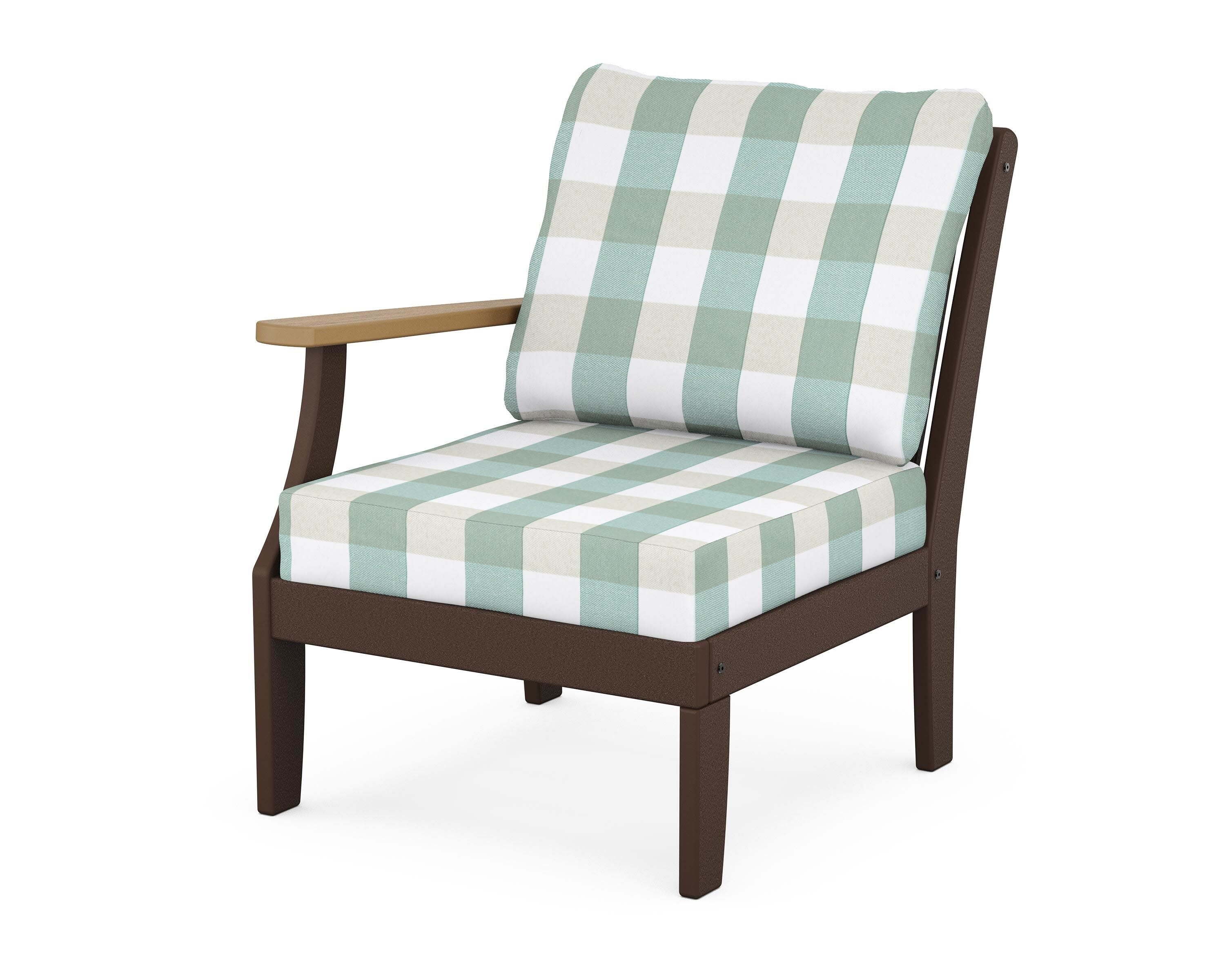 Braxton Modular Left Arm Chair in Mahogany / Natural / Buffalo Plaid Glacier Spa
