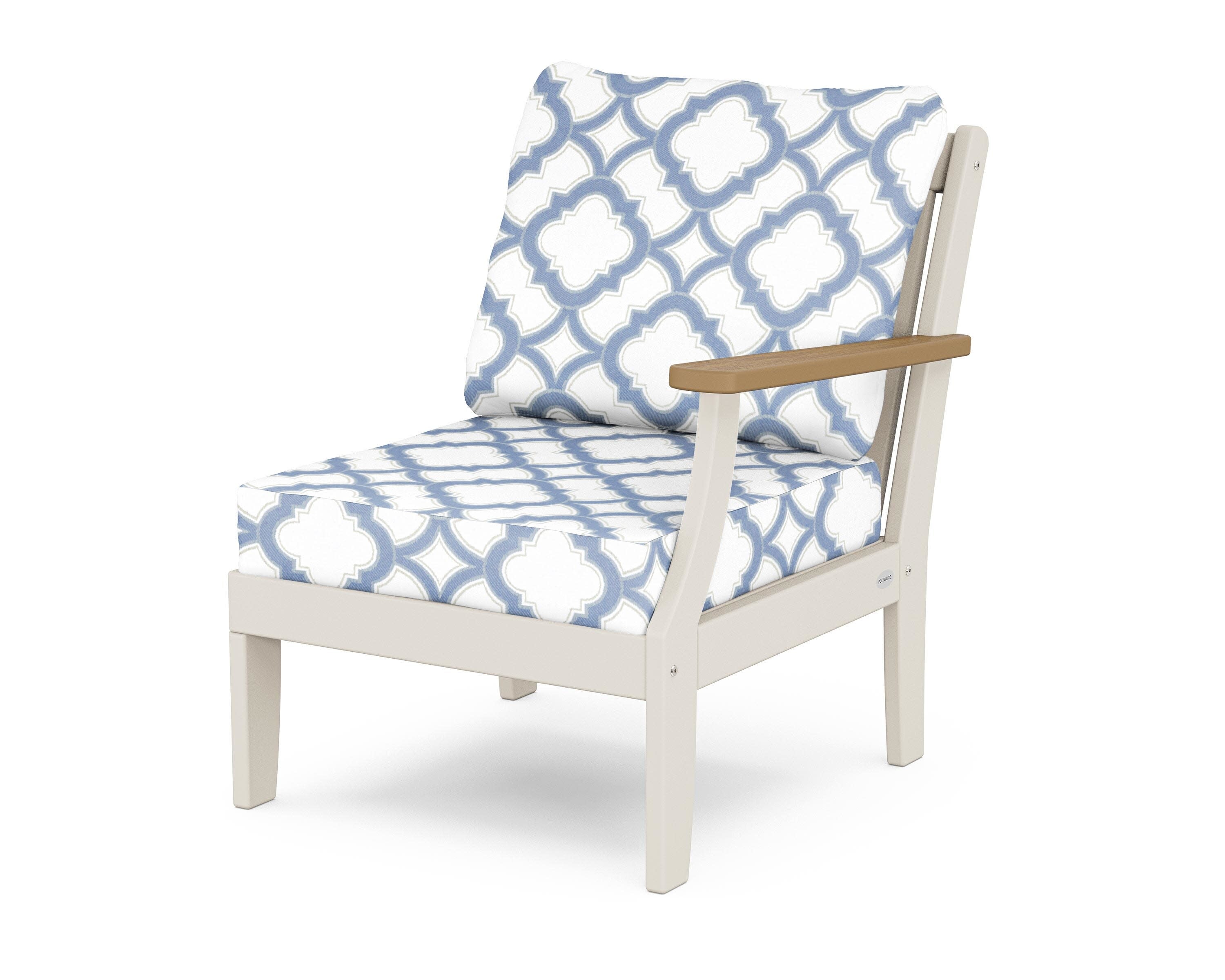 Braxton Modular Right Arm Chair in Sand / Natural / Trellis Sky Blue