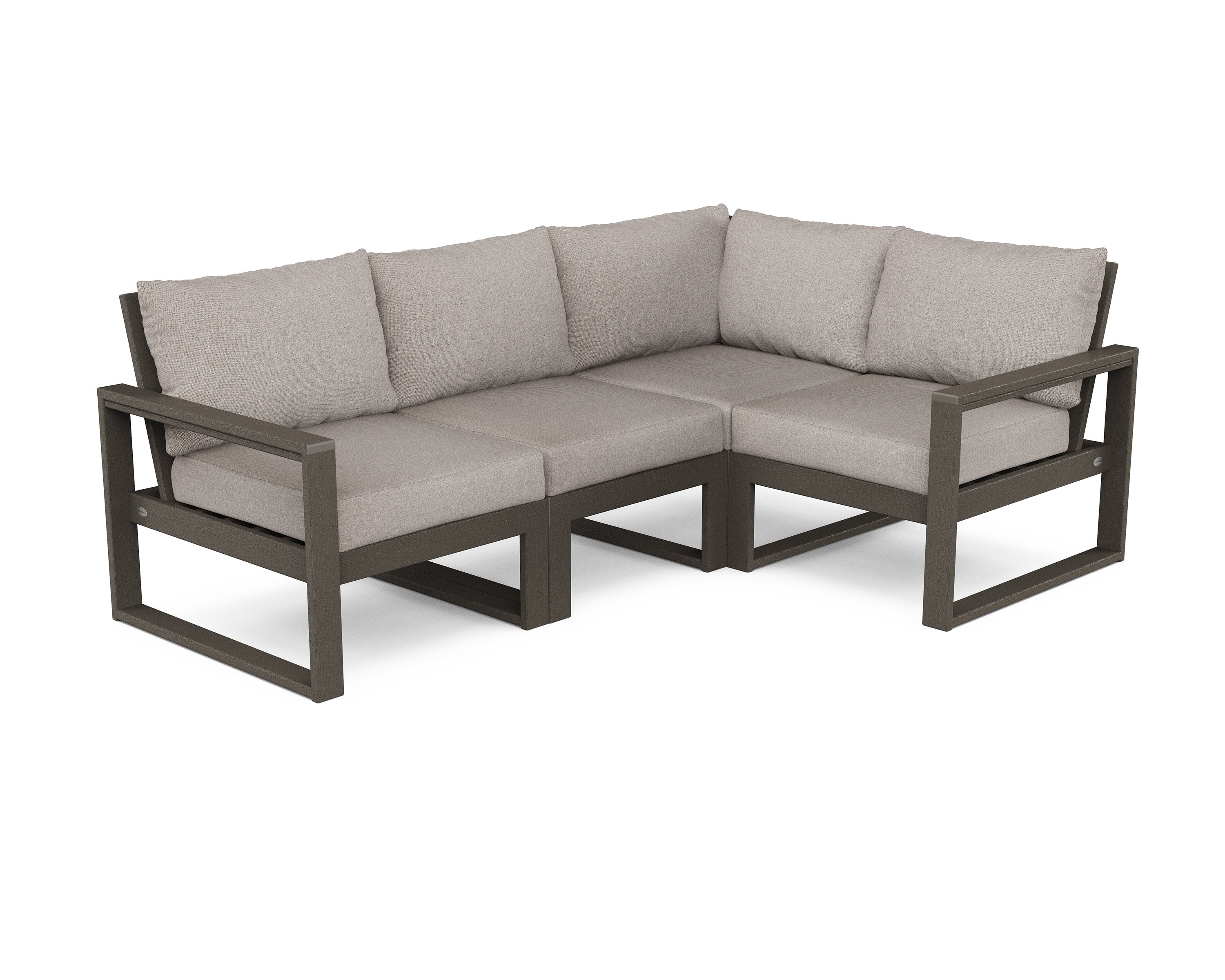 EDGE 4-Piece Modular Deep Seating Set in Vintage Coffee / Weathered Tweed