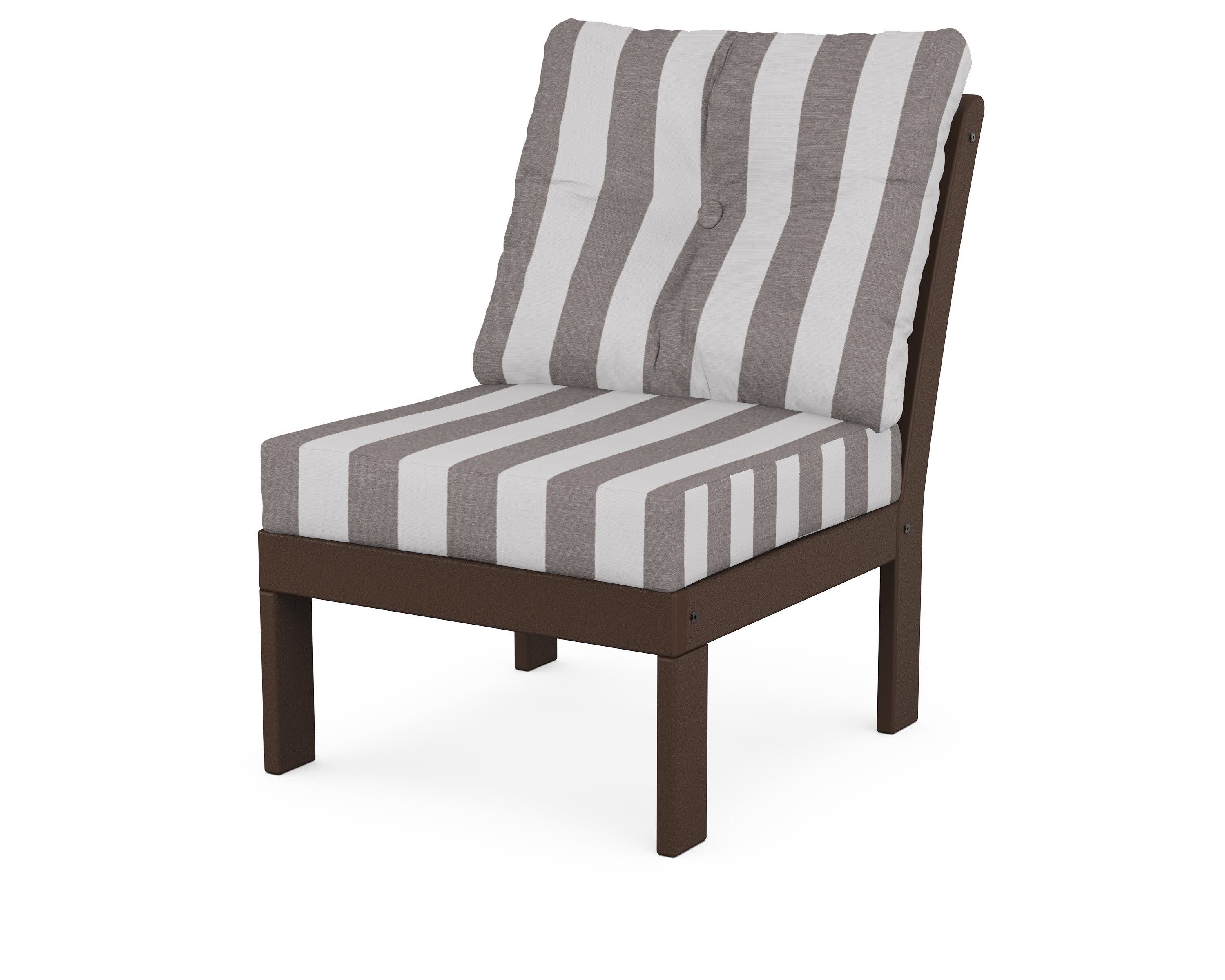 Vineyard Modular Armless Chair in Mahogany / Cabana Stripe Grey Mist