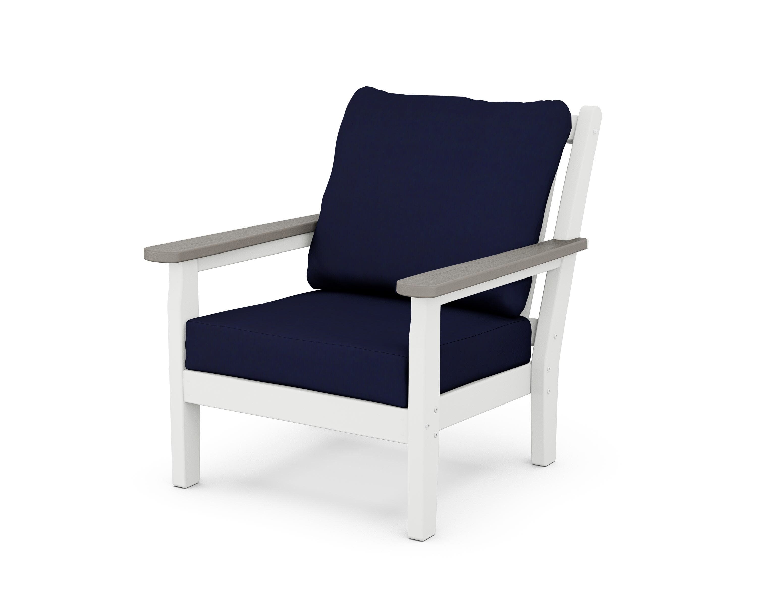 Chippendale Deep Seating Chair in White / Driftwood / Navy