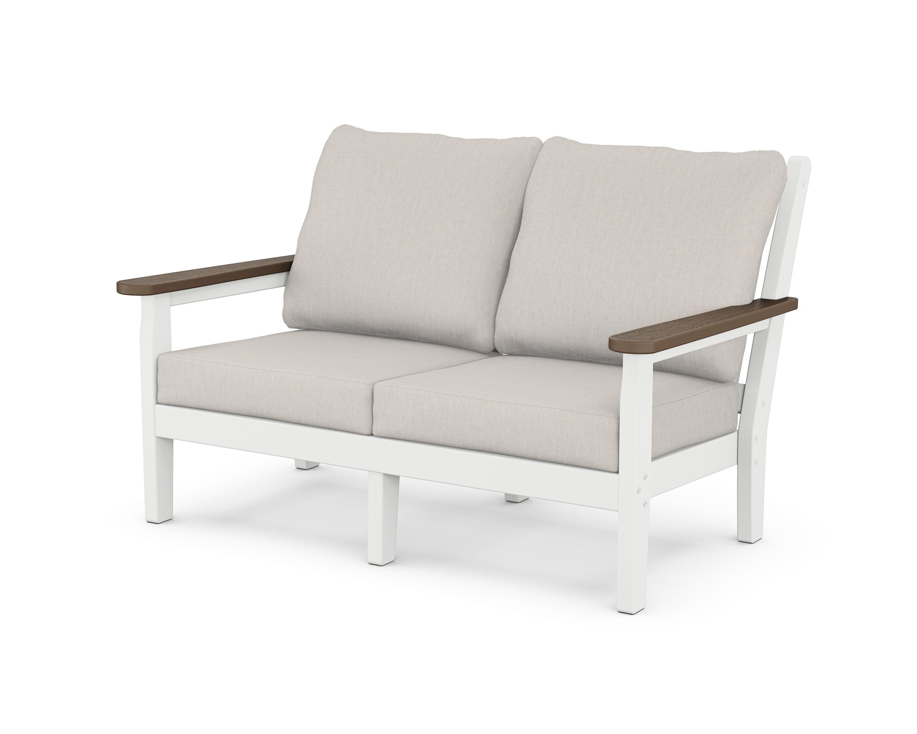Chippendale Deep Seating Loveseat in White / Kona / Cast Ash