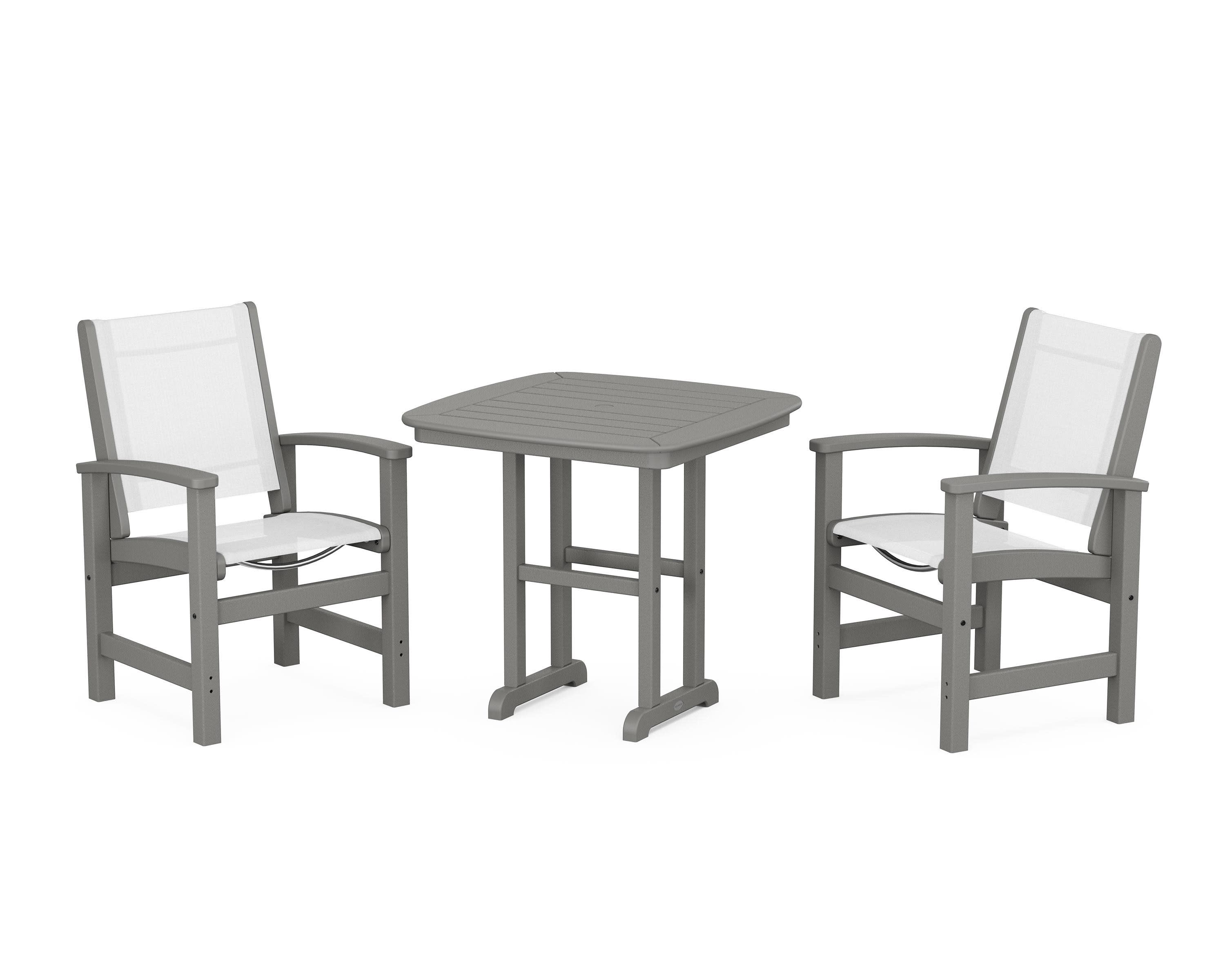 Coastal 3-Piece Dining Set in Slate Grey / White Sling