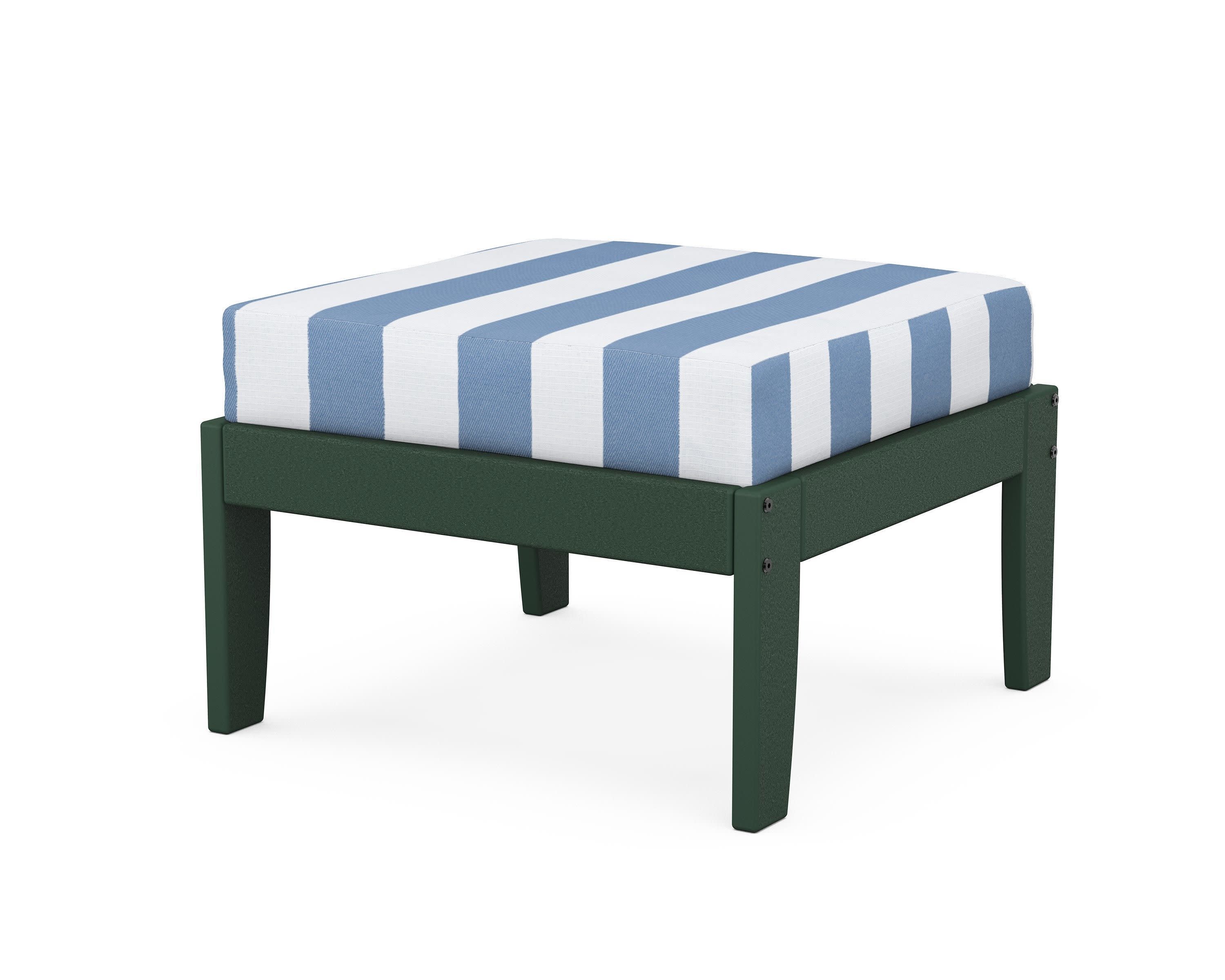 Modular Ottoman - Classic in Green / Cabana Stripe Sky Blue