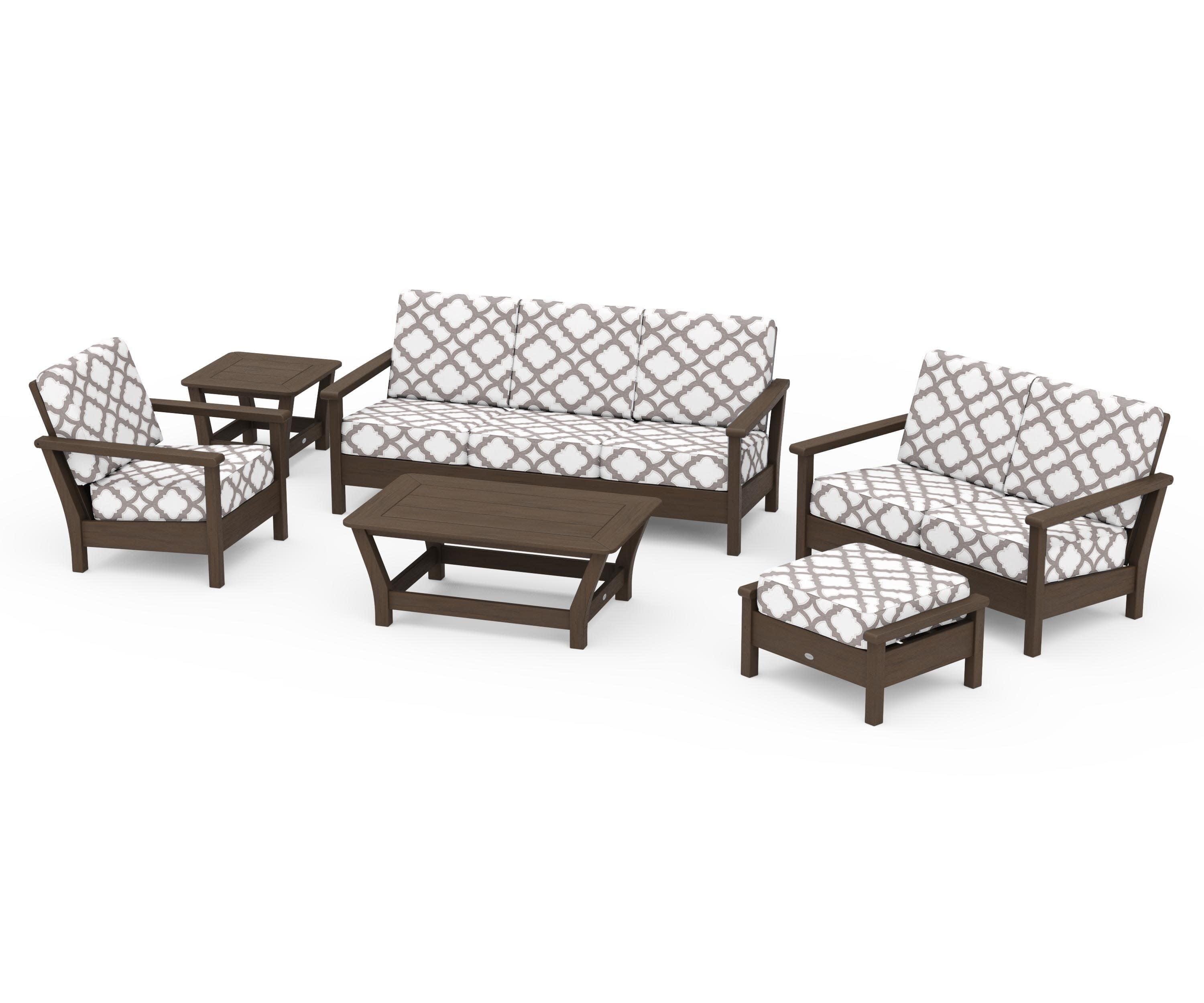 Harbour 6-Piece Outdoor Living Set in Kona / Trellis Grey Mist
