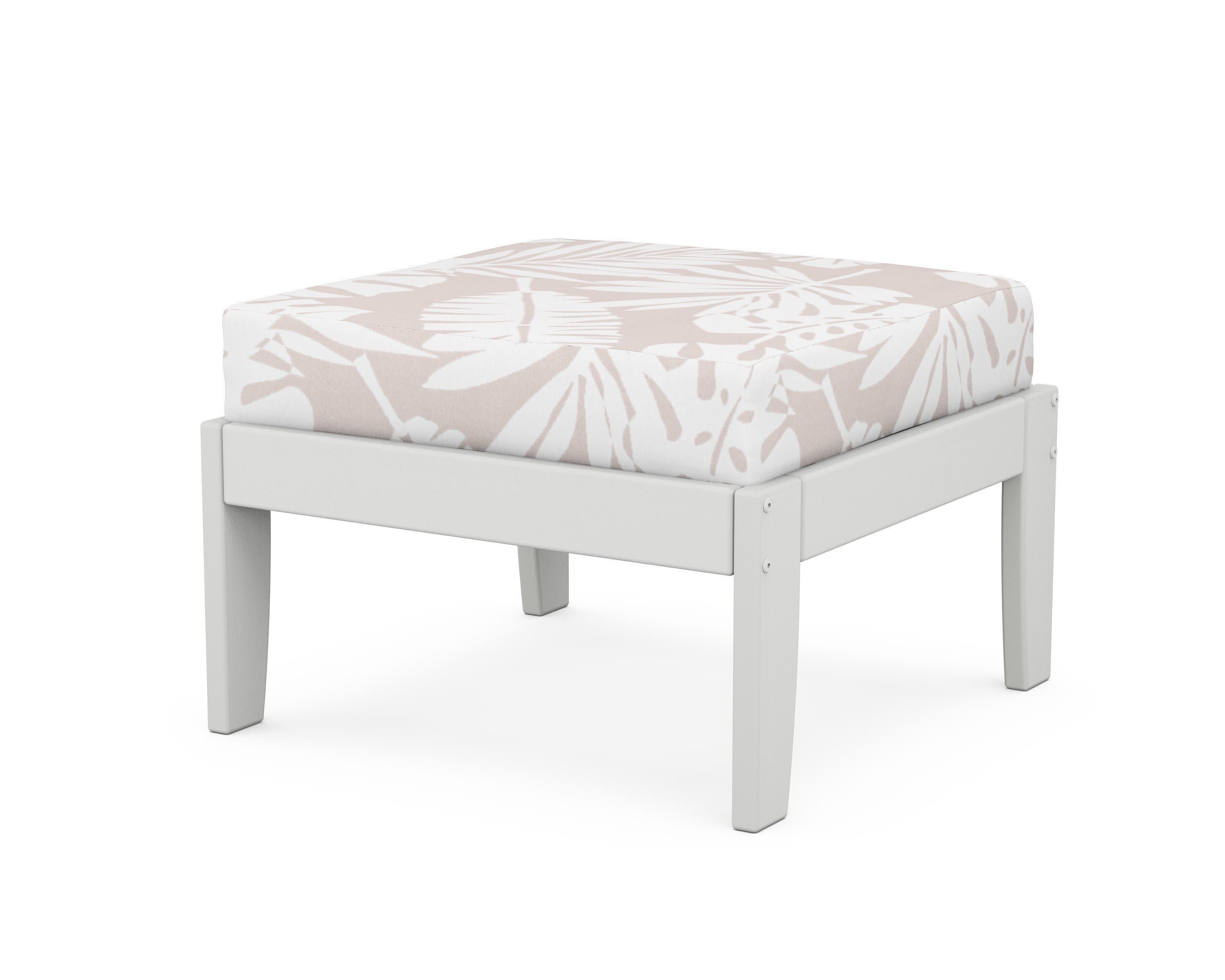 Modular Ottoman - Classic in White / Leaf Dune Burlap