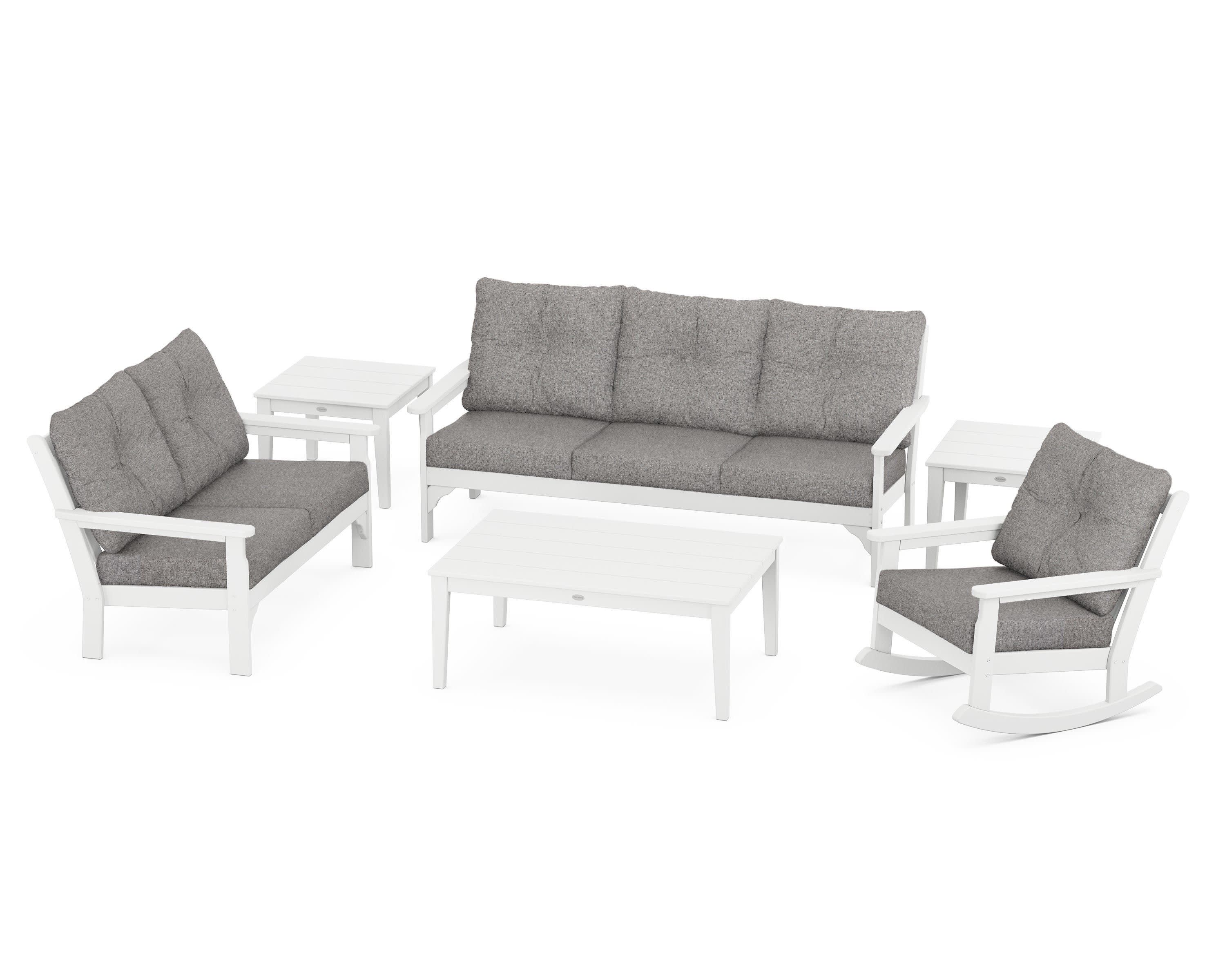 Vineyard 6-Piece Deep Seating Set in White / Grey Mist