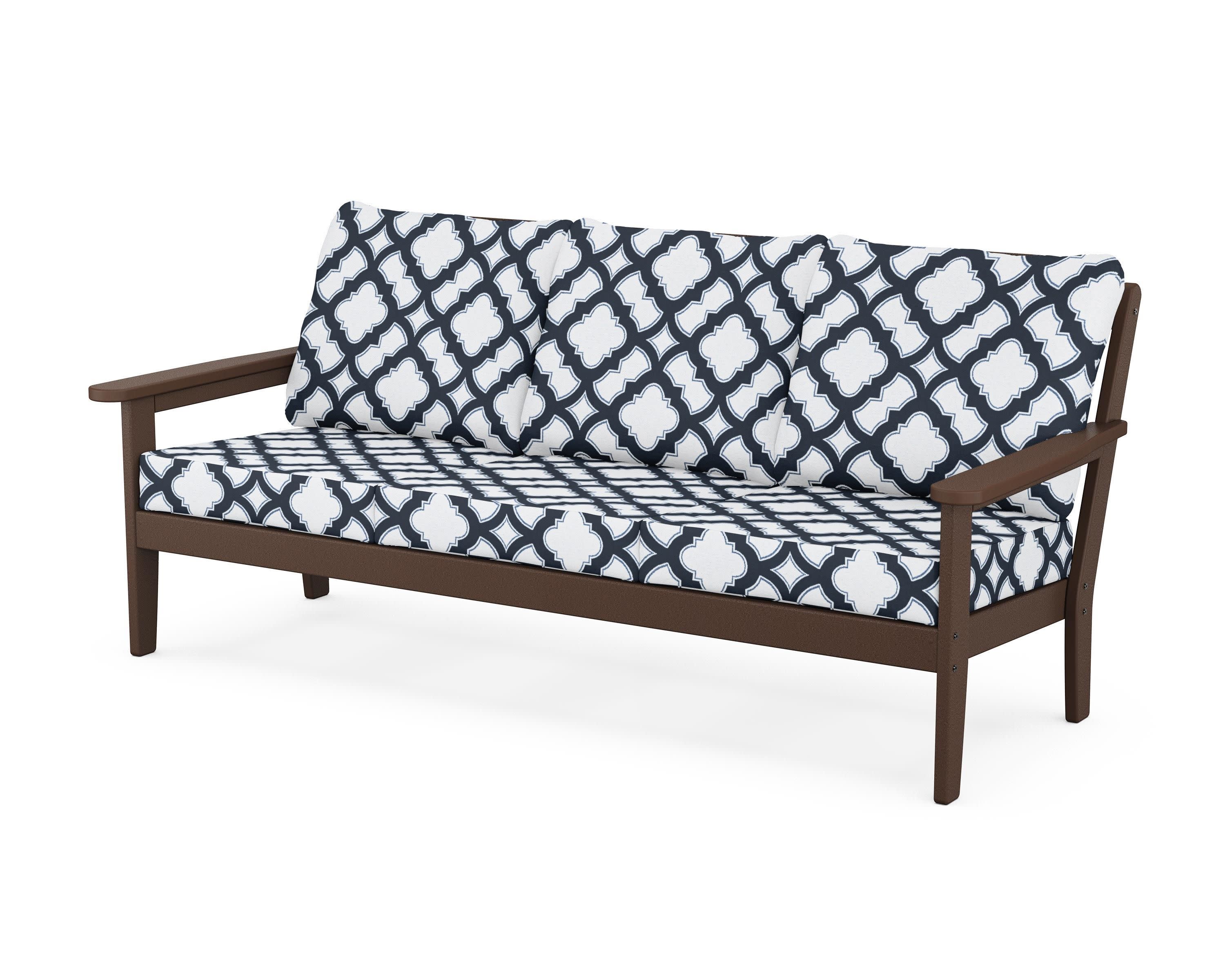 Cottage Deep Seating Sofa in Mahogany / Trellis Marine Indigo