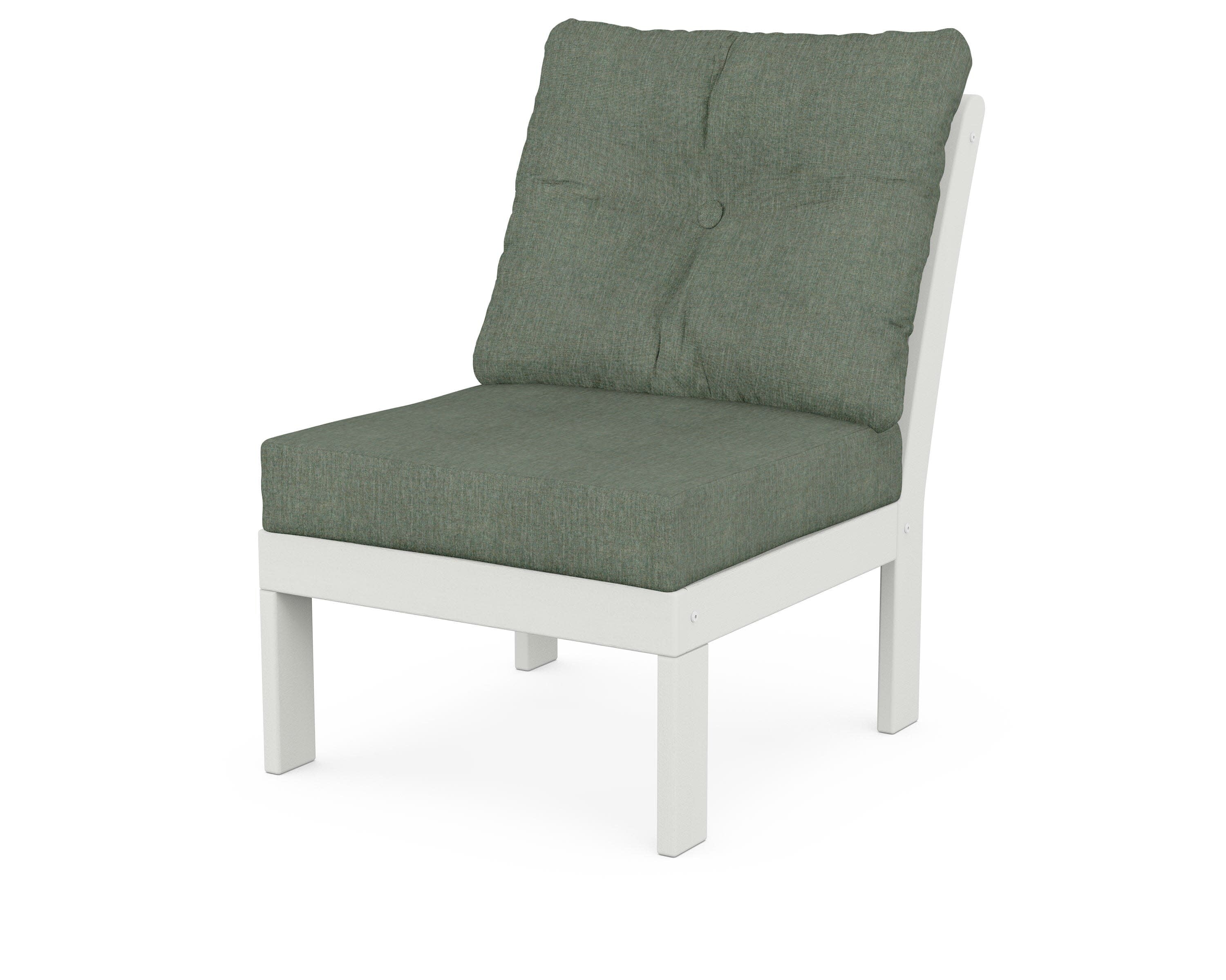Vineyard Modular Armless Chair in Vintage White / Cast Sage