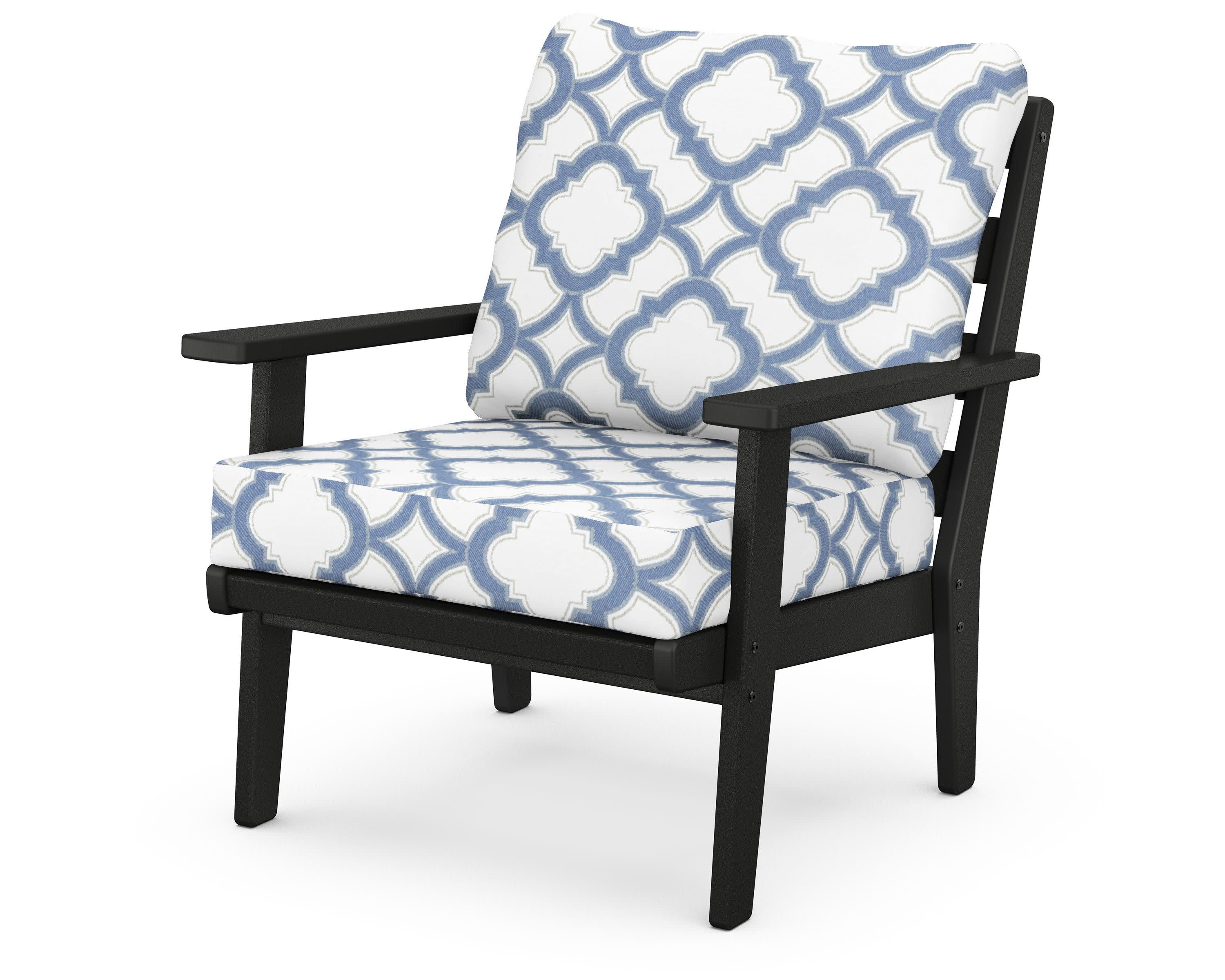 Grant Park Deep Seating Chair in Black / Trellis Sky Blue