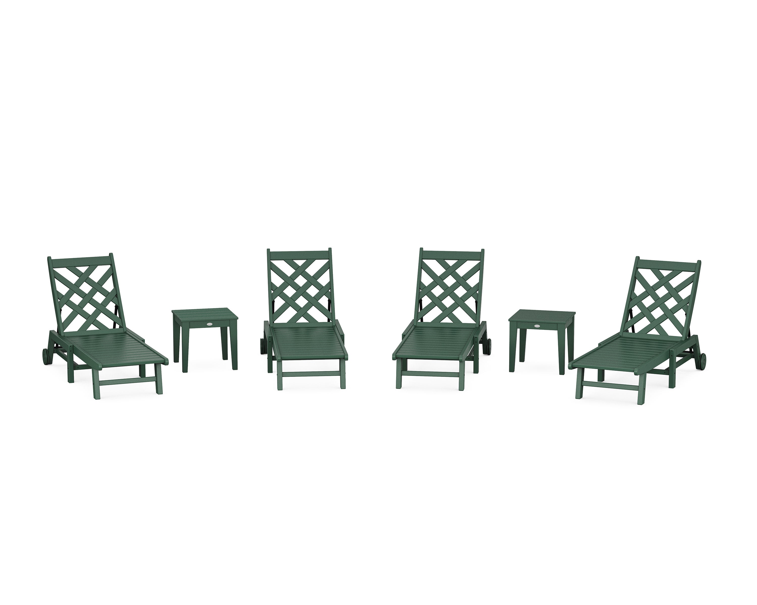 Wovendale 6-Piece Chaise Set with Wheels in Green