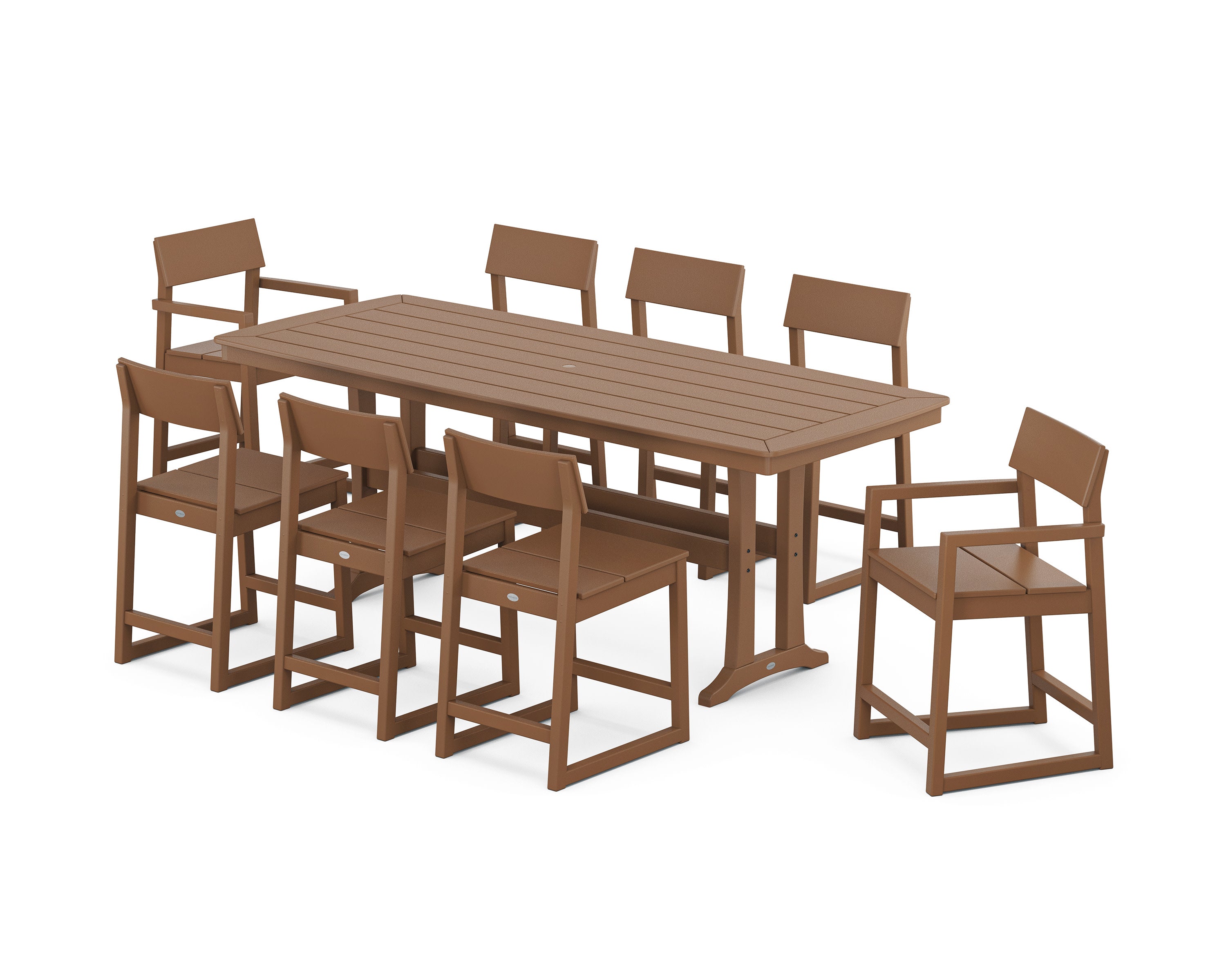 EDGE 9-Piece Counter Set with Trestle Legs in Teak